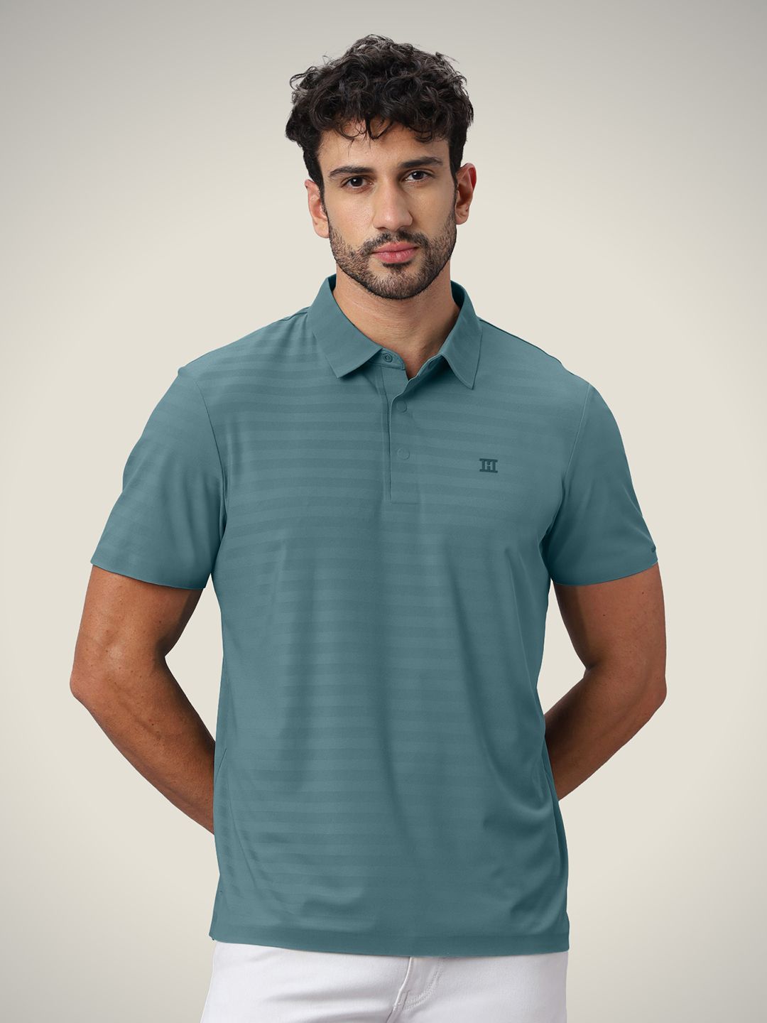 Hektor Hidden Button Herring Bone Bonded Wrinkle Resistant & Moisture Wicking Polo Tshirt