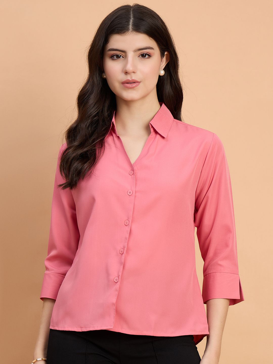 QIOA Spread Collar Long Sleeves Standard Formal Shirt
