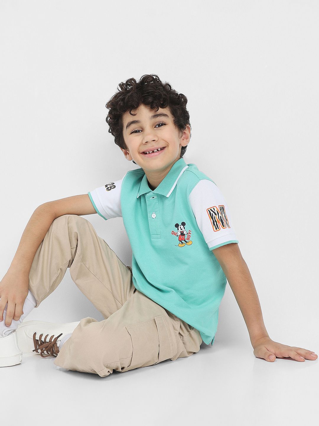 BONKIDS Boys Colourblocked Polo Collar Pure Cotton T-Shirt