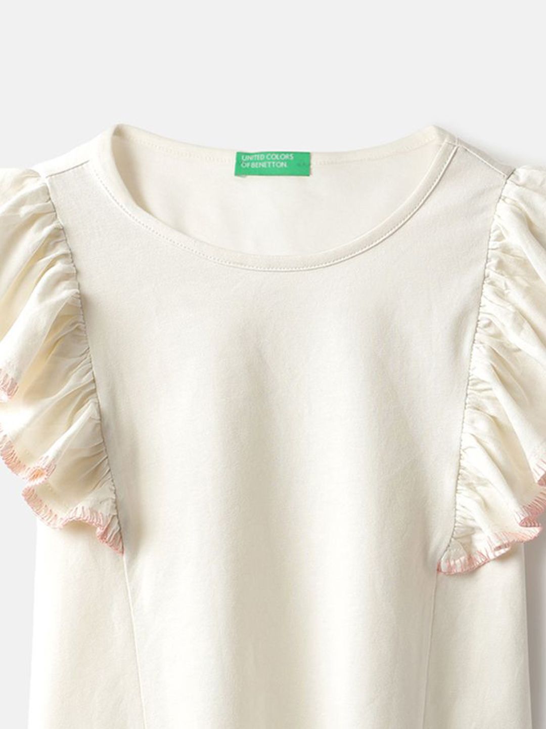 Girls Round Neck Flutter Sleeves T-shirt 3