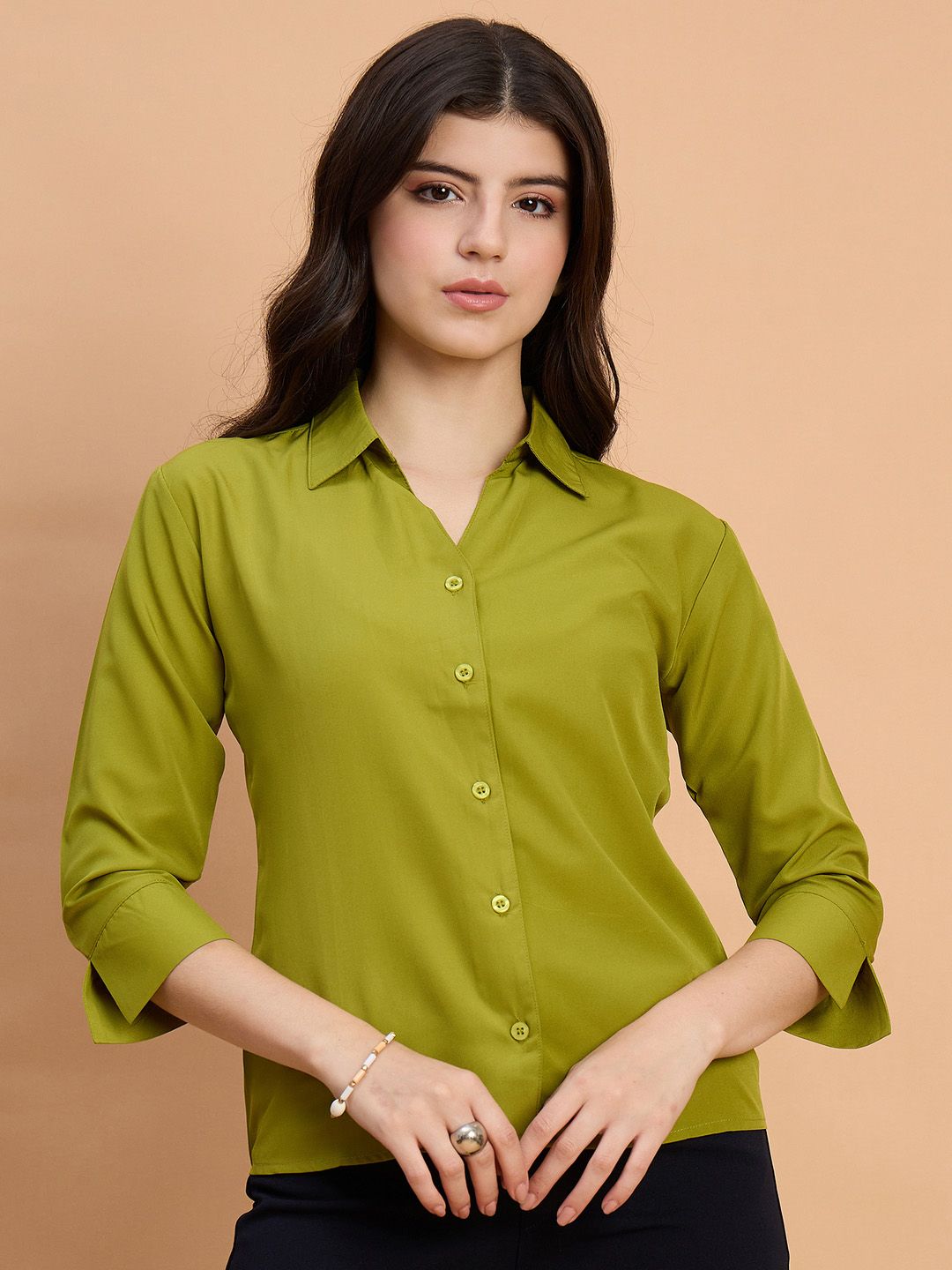 QIOA Spread Collar Long Sleeves Standard Formal Shirt
