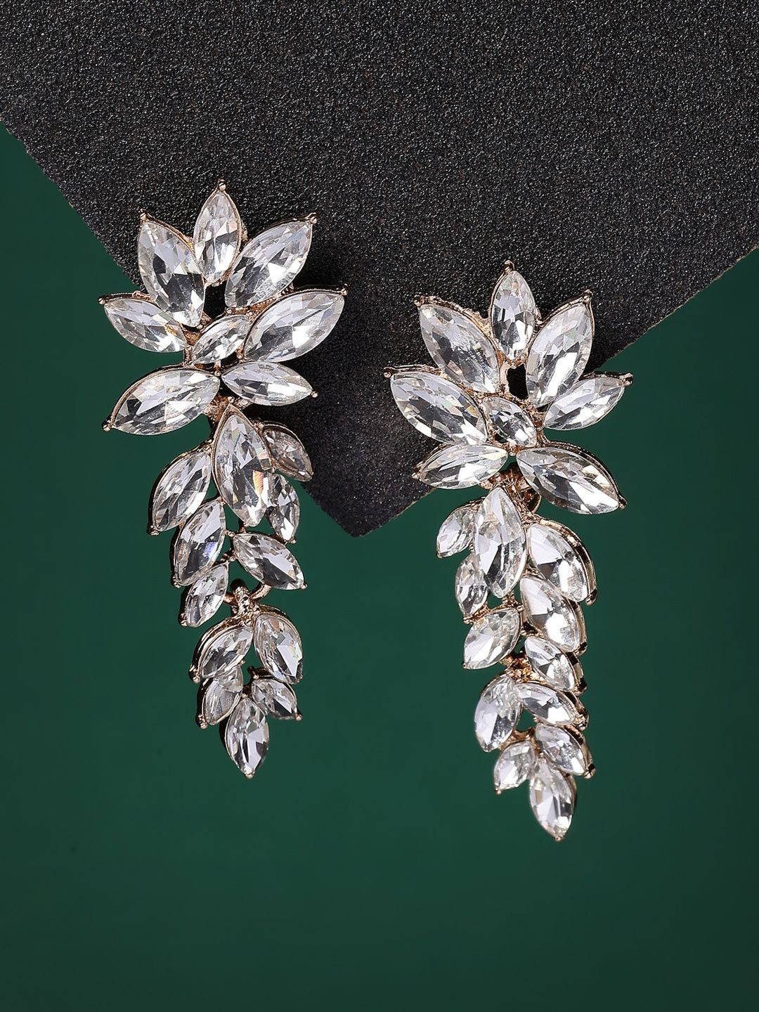 Scintillare By Sukkhi Gold-Plated Crystals Studded Floral Shaped Studs