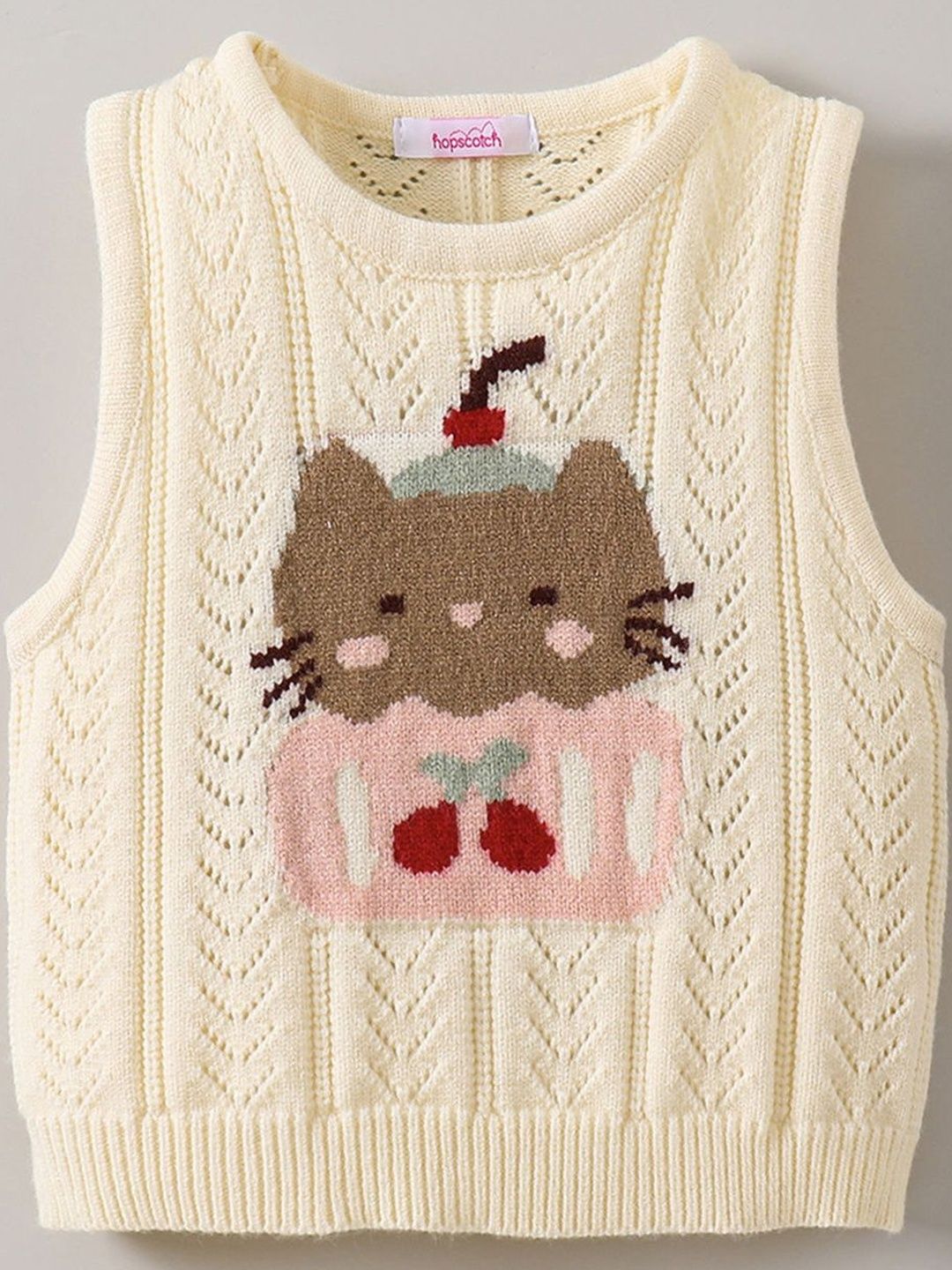 Hopscotch Cupcake Stitch Cable Knit Printed Pullover