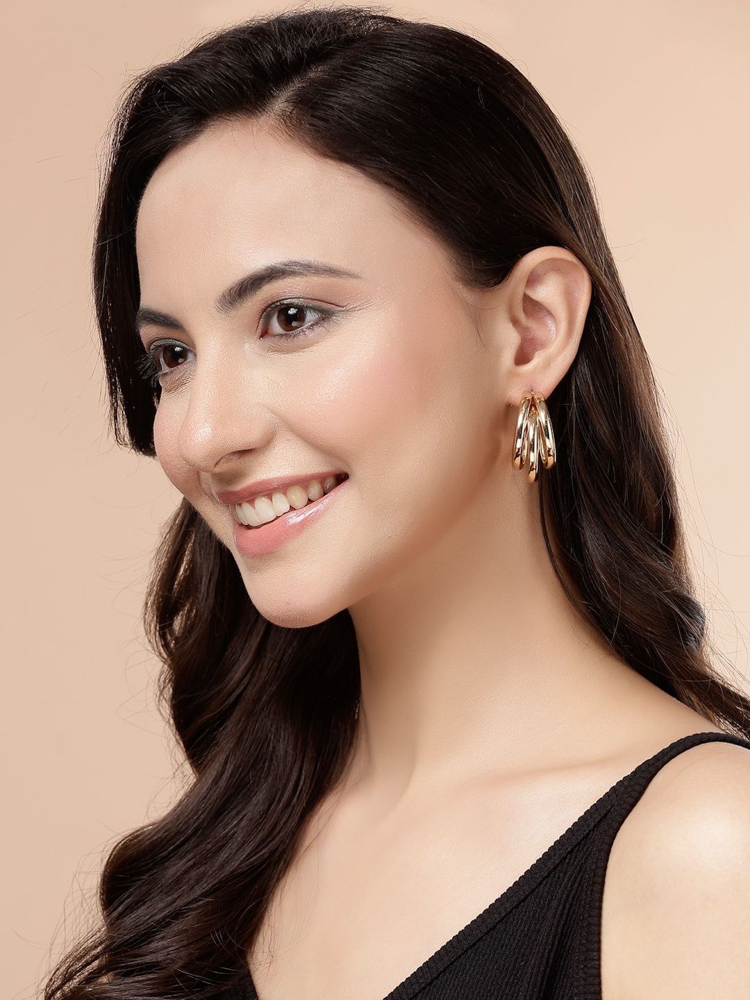 Buy Scintillare By Sukkhi Gold Plated Circular Shaped Half Hoop Earrings -  - Accessories for Women