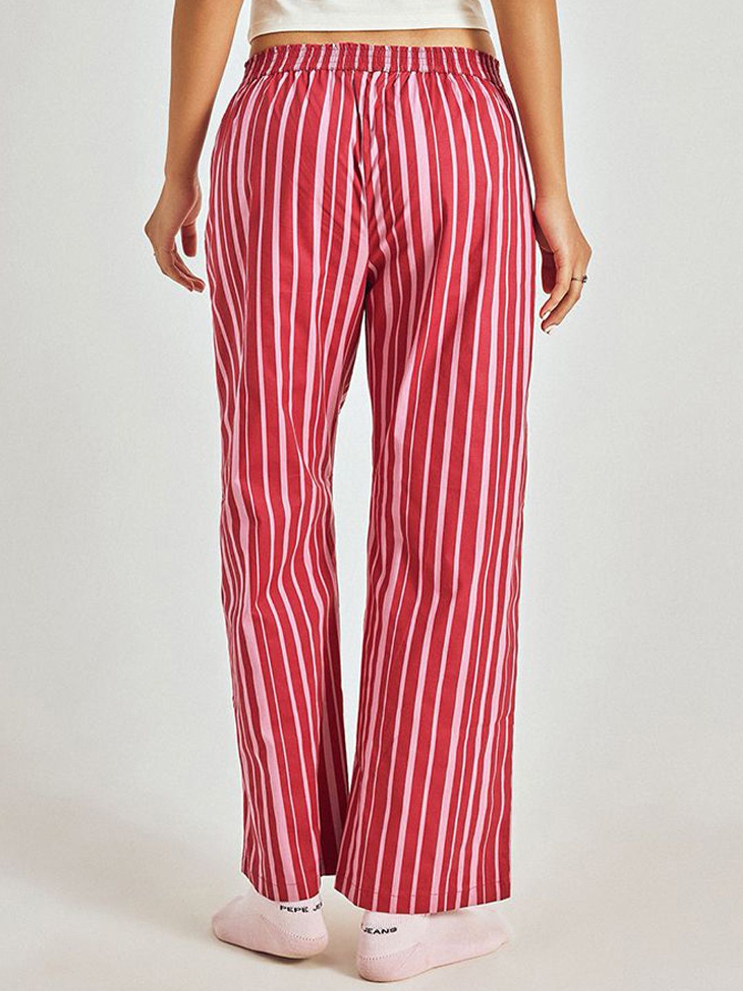 Women Striped Mid Rise Cotton Lounge Pant 3