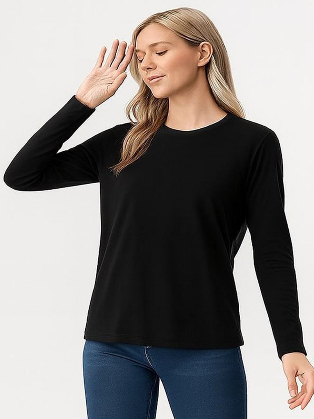 GAB Women Solid Round Neck Pure Cotton T-shirt