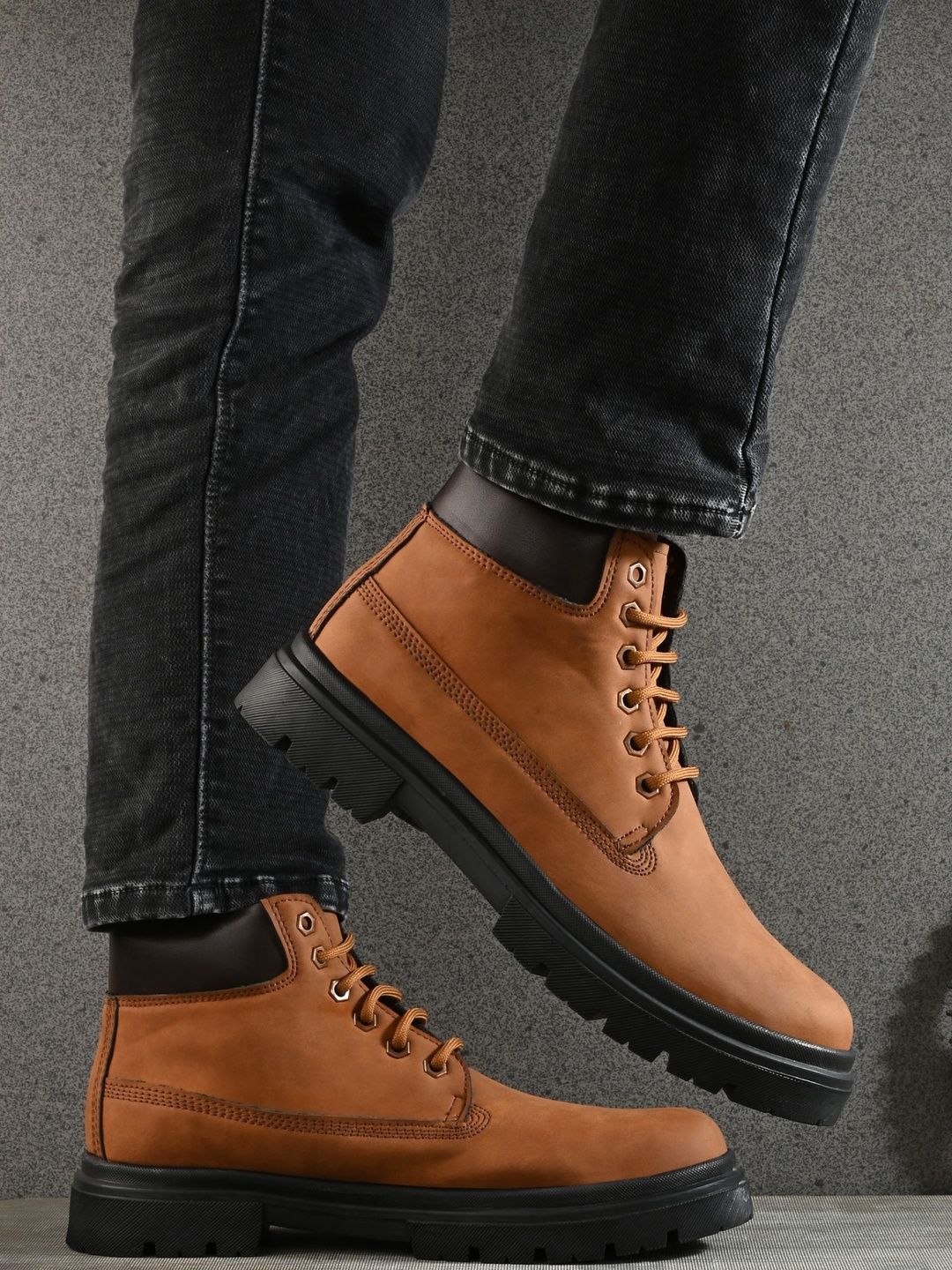 Buy Roadster Men Mid Top Casual Lace Up Boots -  - Footwear for Men