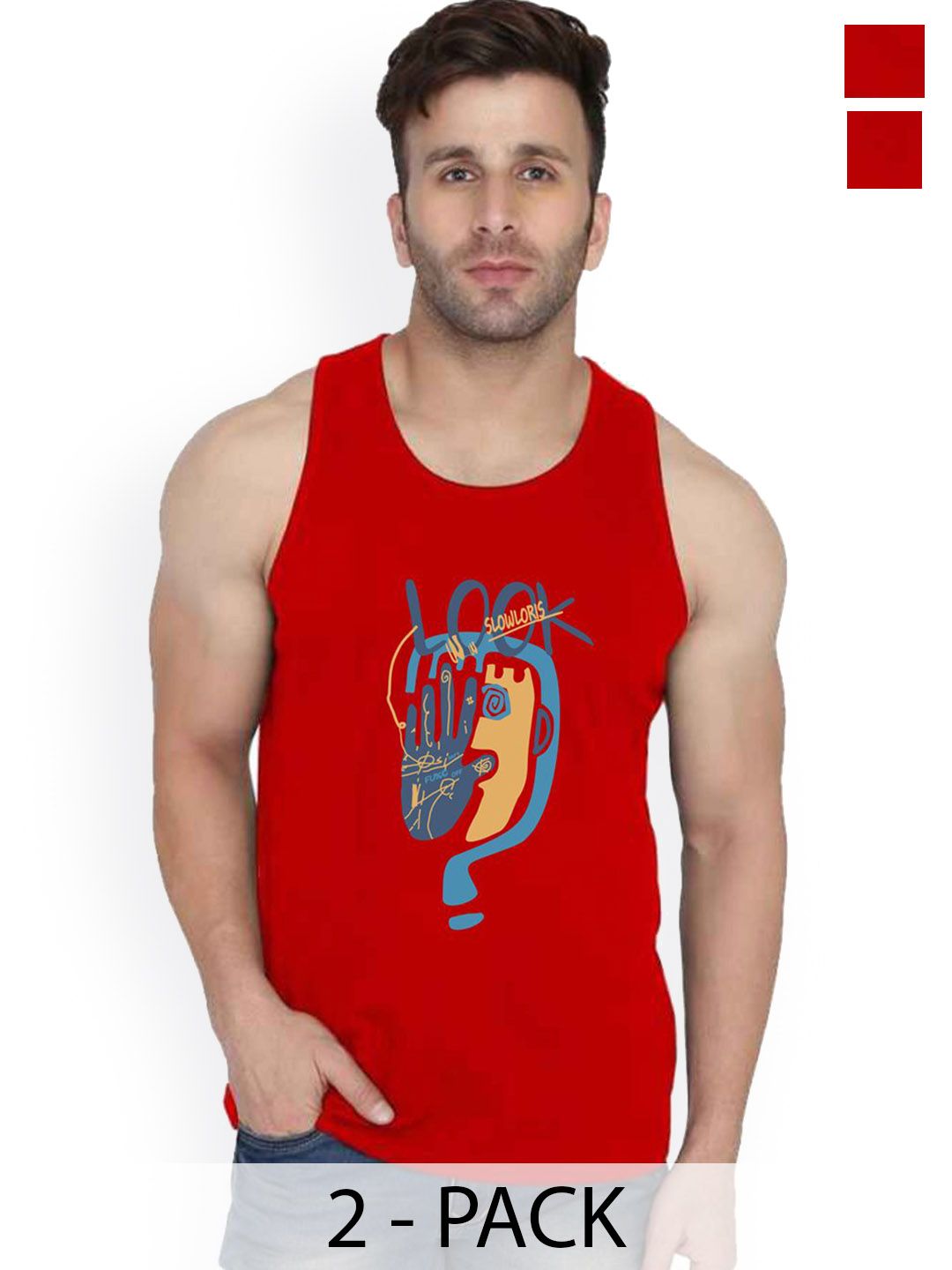 MINISTRY OF FRIENDS Pack Of 2 Printed Bio-Wash Cotton Basic Innervests