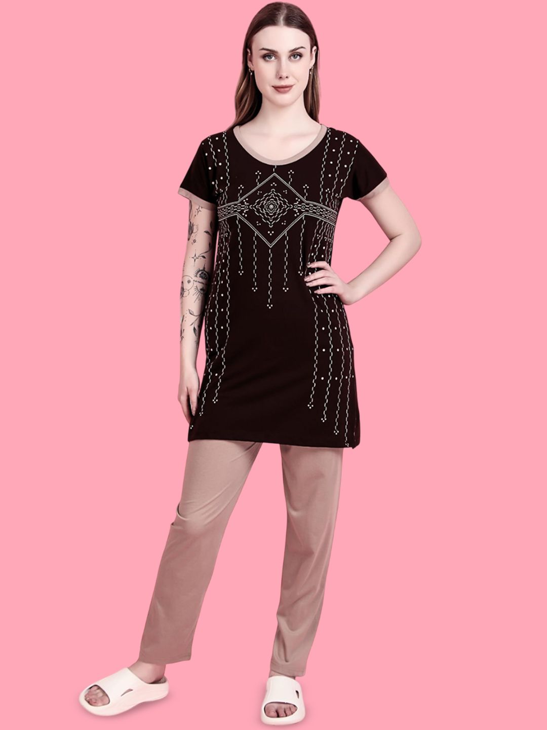 D-LINE Women Pure Cotton Night Suit