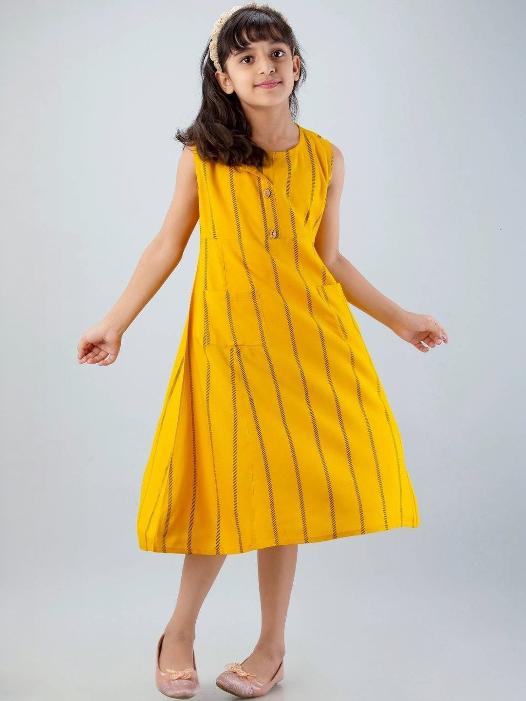 DMP EXPORT Girls Yellow Cotton Kurtas