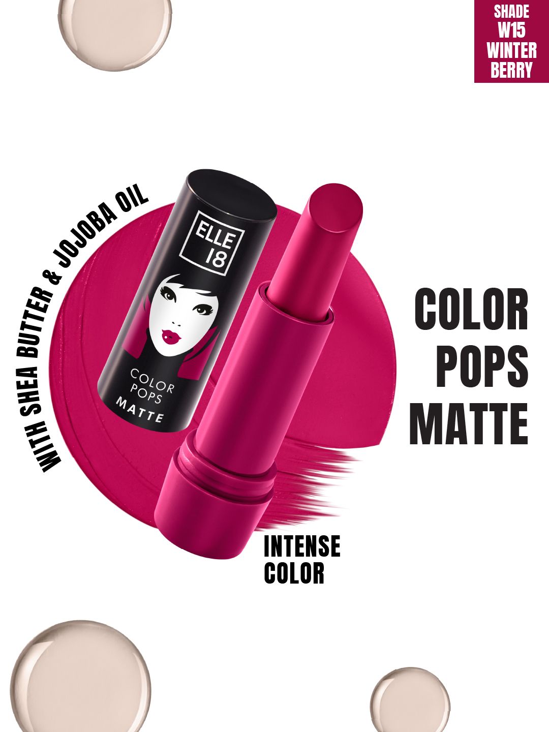ELLE 18  Color Pop Moisturising Matte Lip Color With Jojoba Oil  4.3g - W15 Winter Berry