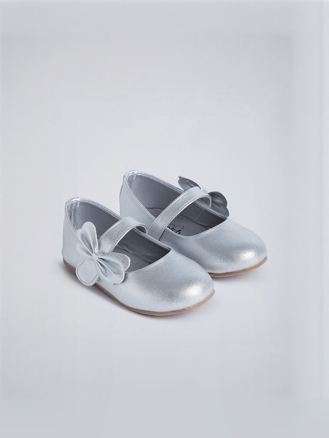 Hopscotch Girls Silver Embellished Party Bow Wings Mary Jane Strap Flats