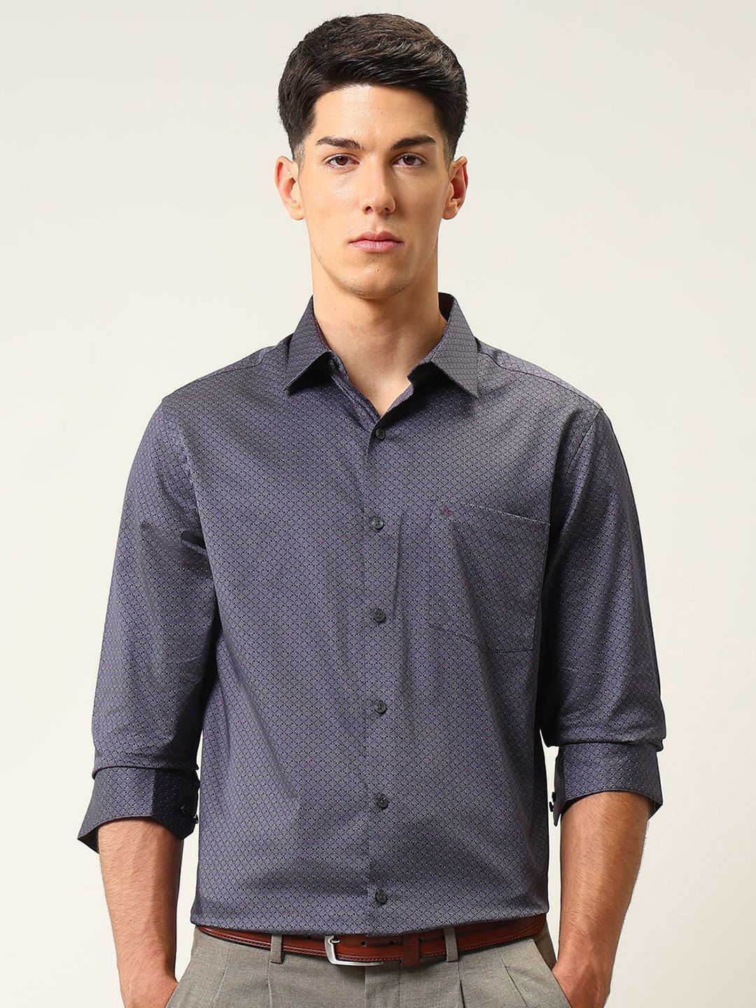 Arrow Ceremony Printed Spread Collar Pure Cotton Shirt