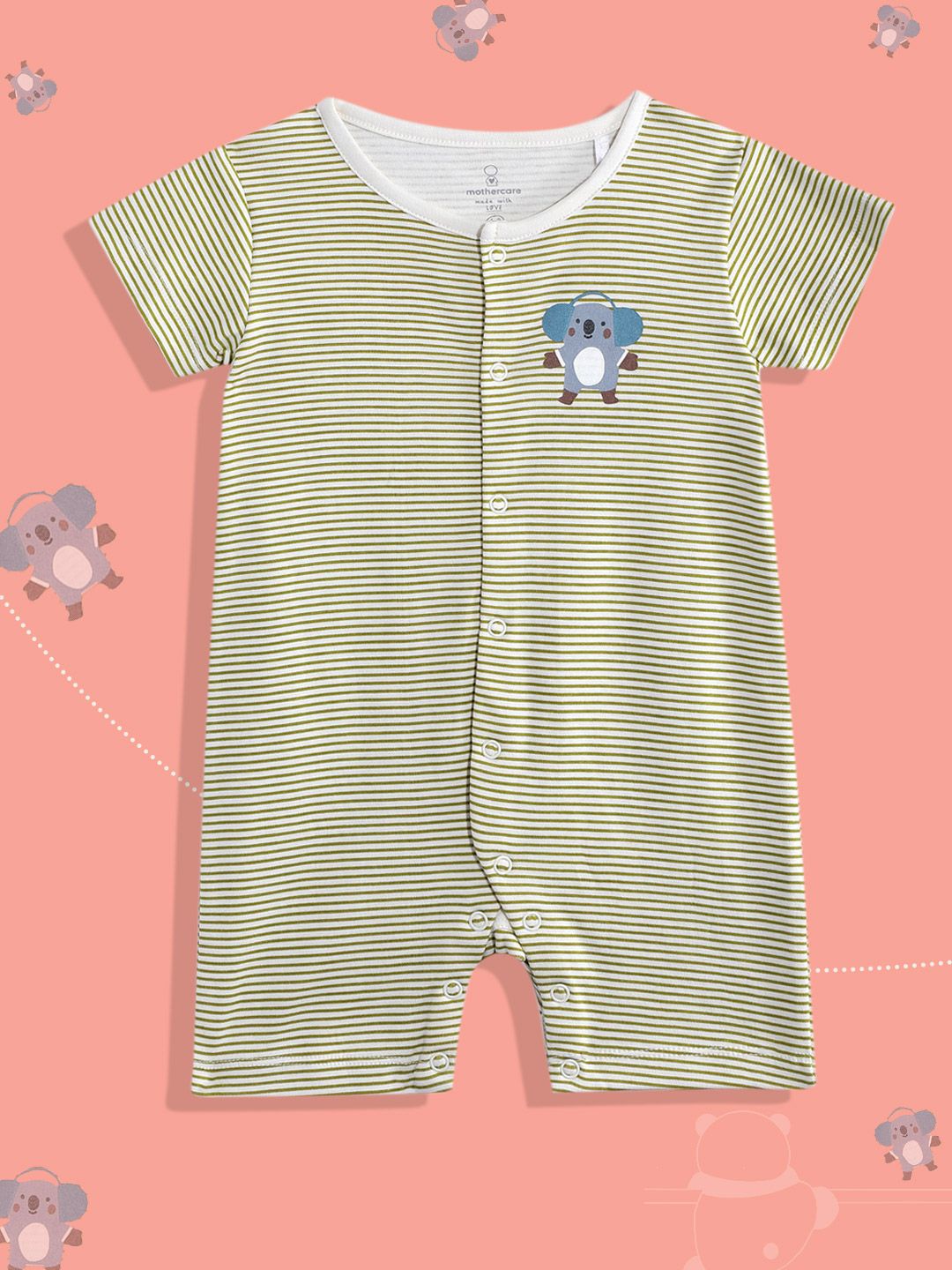 Buy Mothercare Infants Striped Pure Cotton Romper -  - Apparel for Unisex Kids