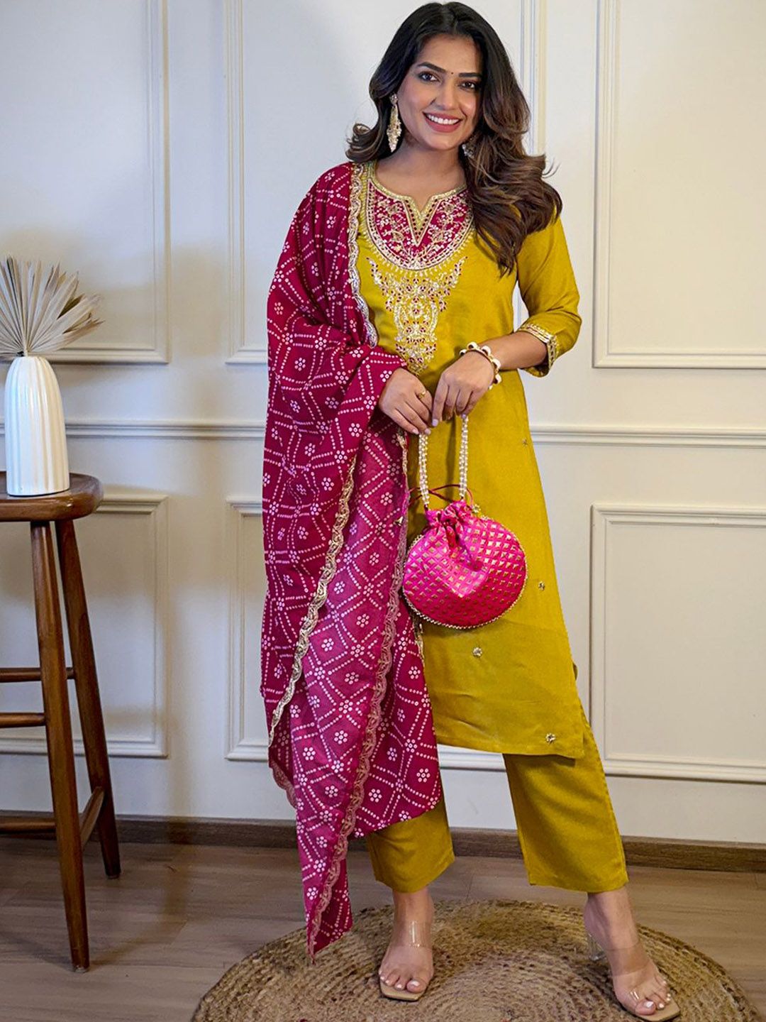 Siya Fashion Women Ethnic Motifs Embroidered Kurta with Trousers & Dupatta