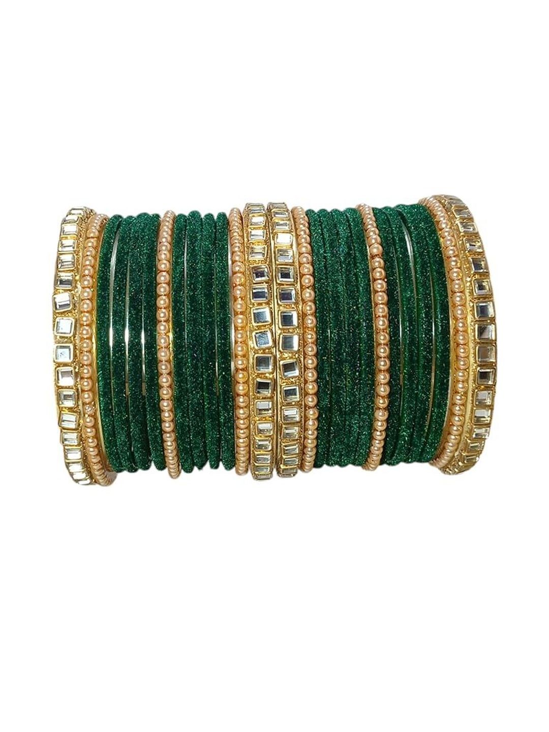 Buy Yaara Fashion Set Of 26 Velvet Artificial Stones Studded & Beaded Bangles -  - Accessories for Women