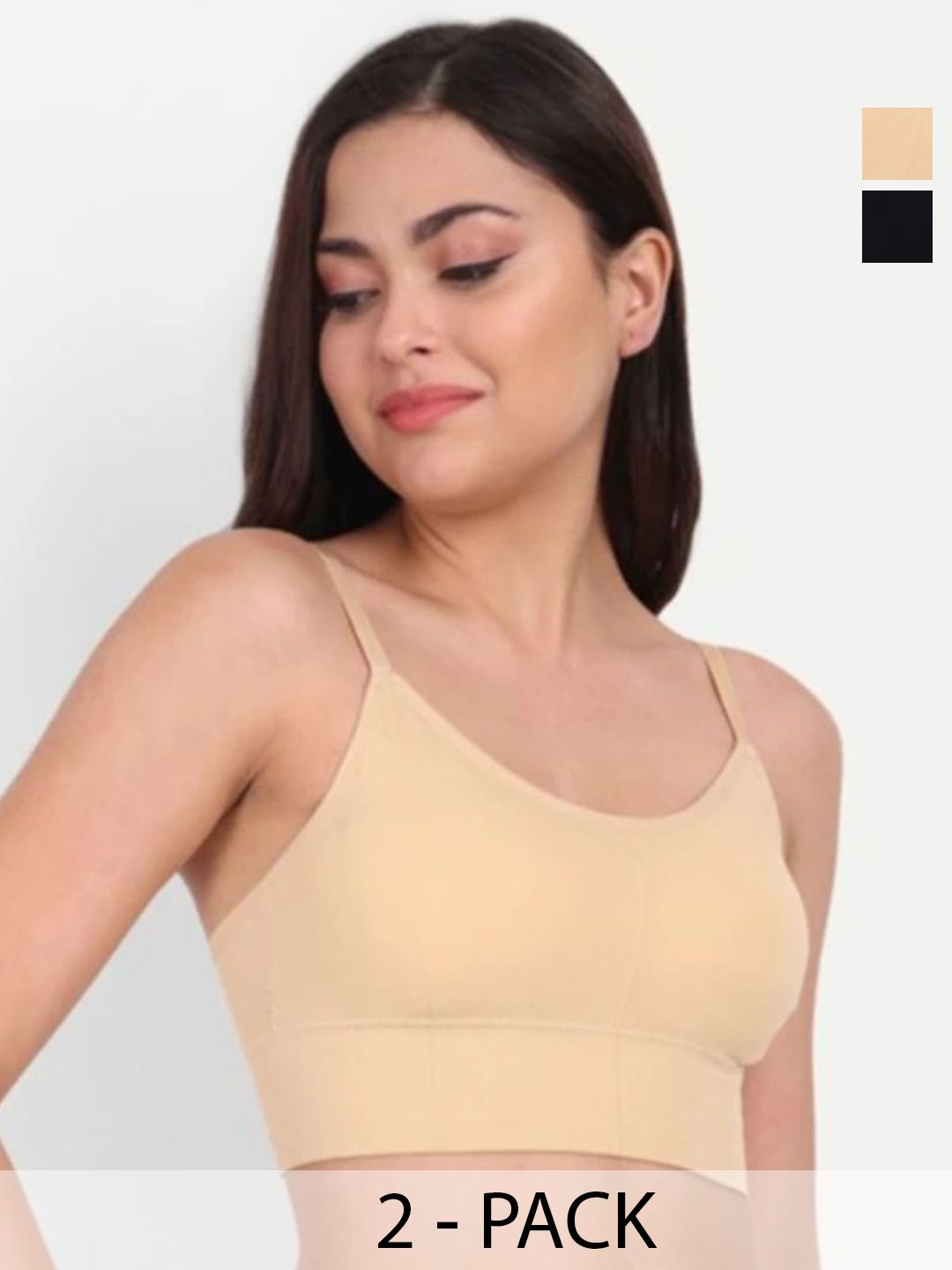 KAMINI Women Pack of 2 Solid Full Coverage Slightly Padded Non wired Everyday Bra