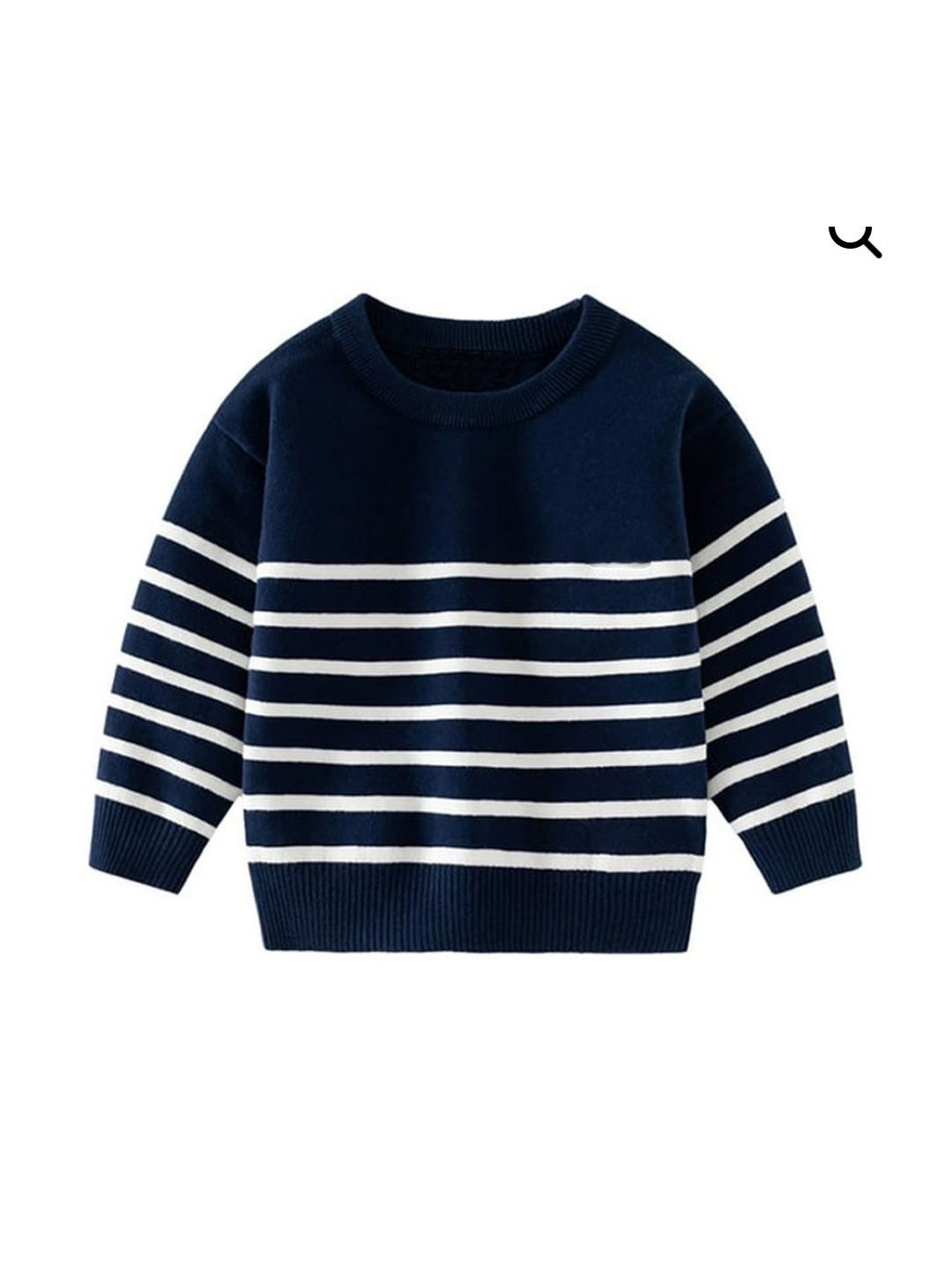 GTWO Kids Navy Blue Striped Woolen Blend Sweatshirt