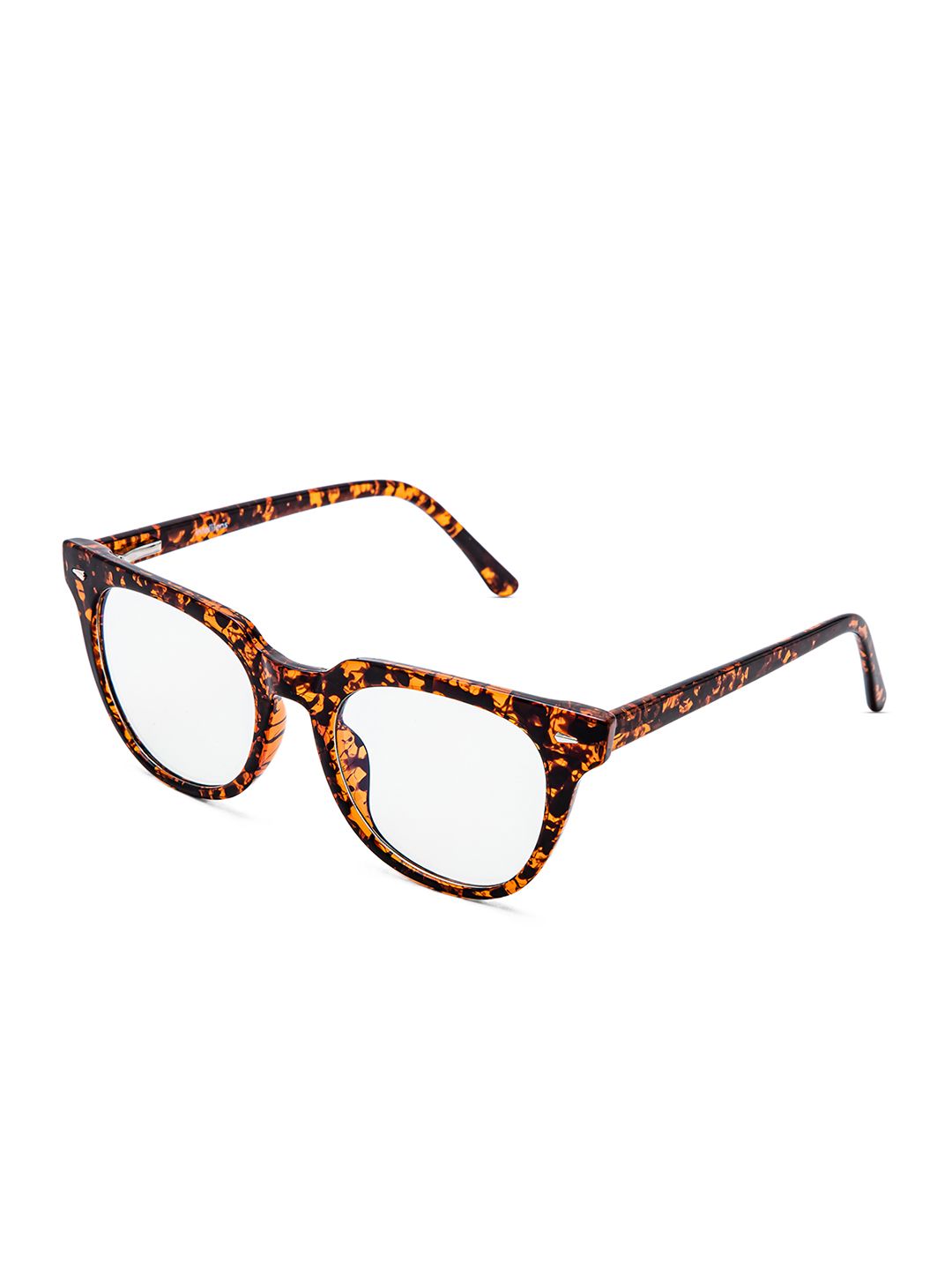Intellilens Unisex Transparent & Brown Abstract Full Rim Rectangle Frames 1000000060865
