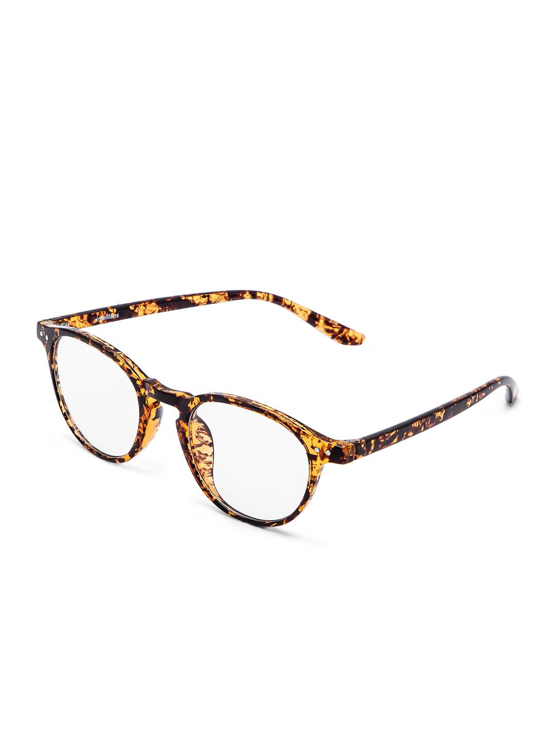 Intellilens Unisex Transparent & Brown Abstract Full Rim Round Frames