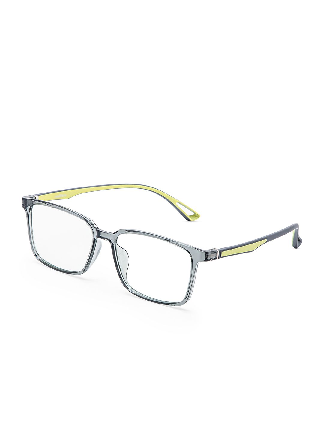 Intellilens Unisex Transparent & Grey Full Rim Rectangle Frames