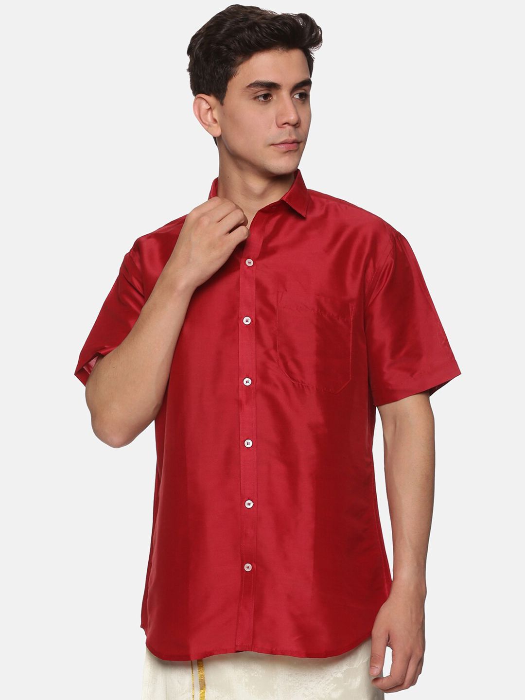 Sethukrishna Men Maroon Standard Casual Shirt