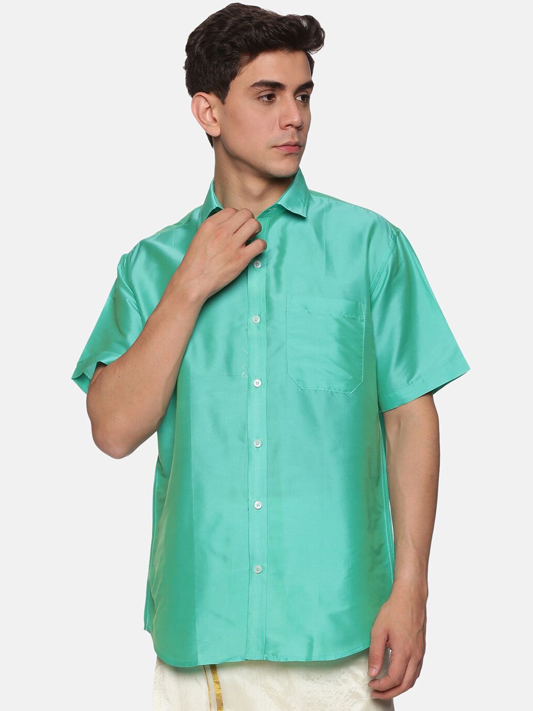 Sethukrishna Men Fluorescent Green Standard Casual Shirt