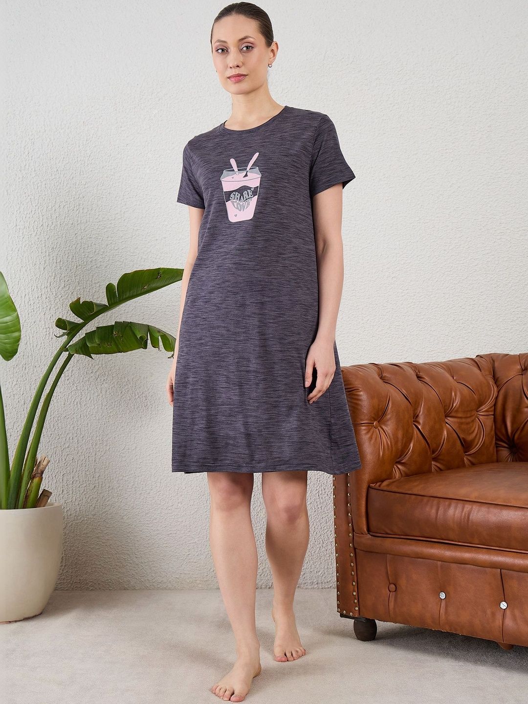 July Cartoon Characters Short Sleeves Nightdress