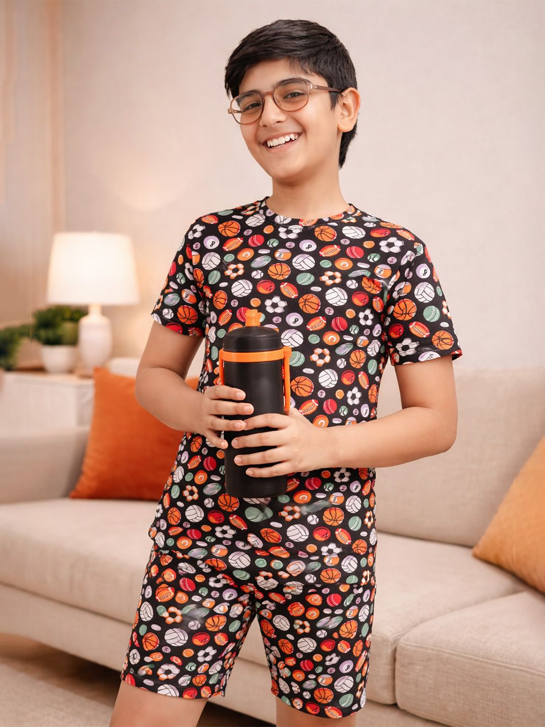 Buy Ninos Dreams Boys Printed Pure Cotton T Shirt With Shorts Clothing Set -  - Apparel for Boys