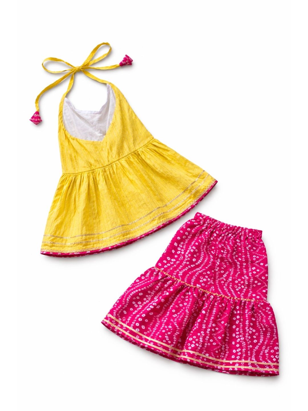 Infants Girls Pure Cotton Halter Neck Kurta & Sharara 3