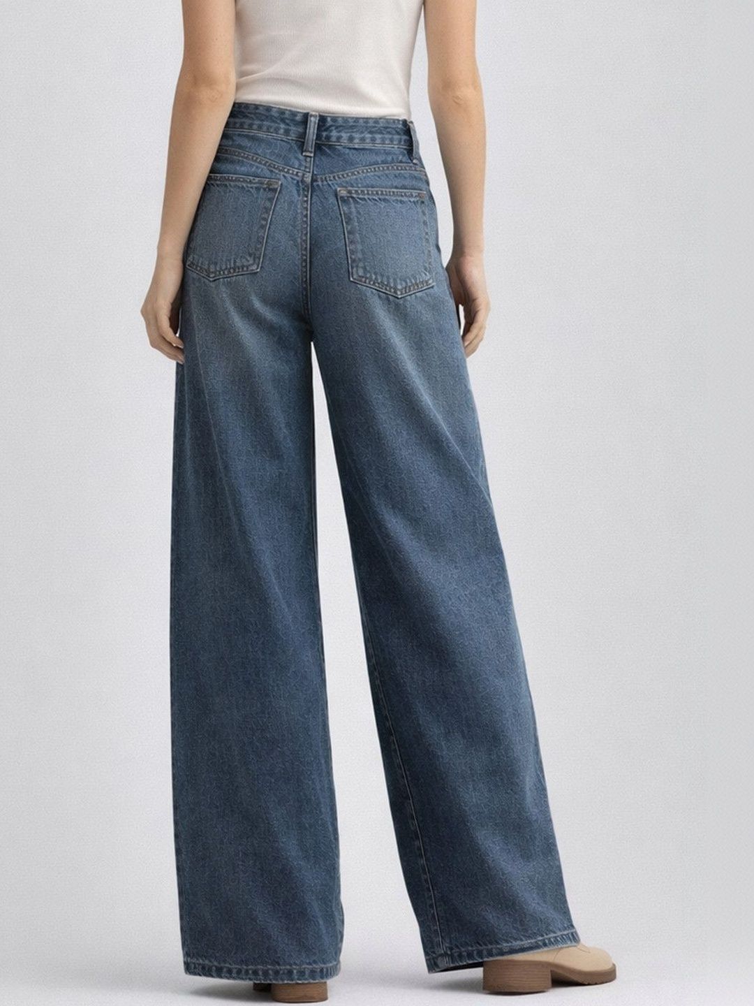Women Cotton Mid-Rise Baggy Jeans 5