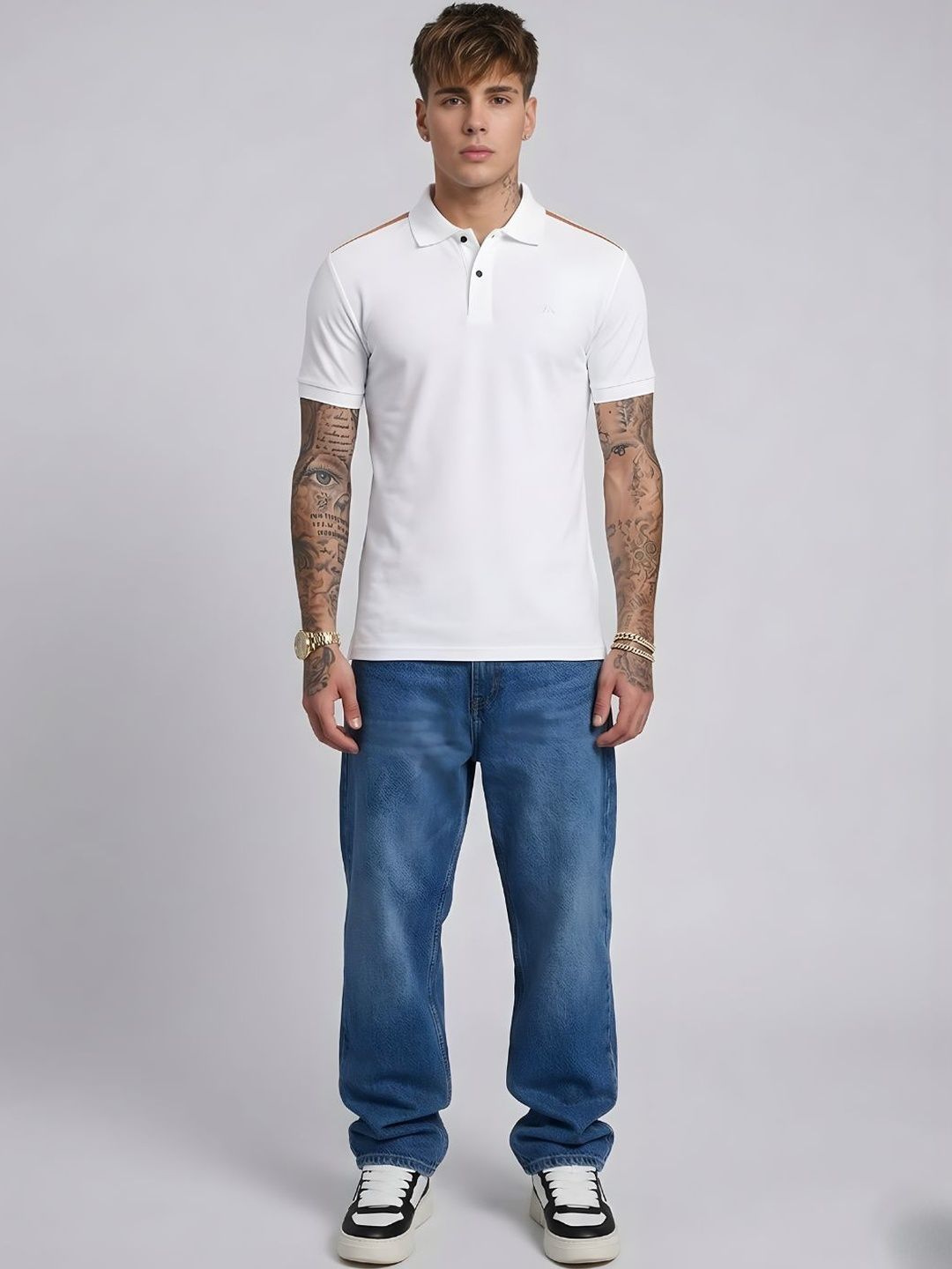 Men's Colourblocked Regular Fit Polo T-shirt