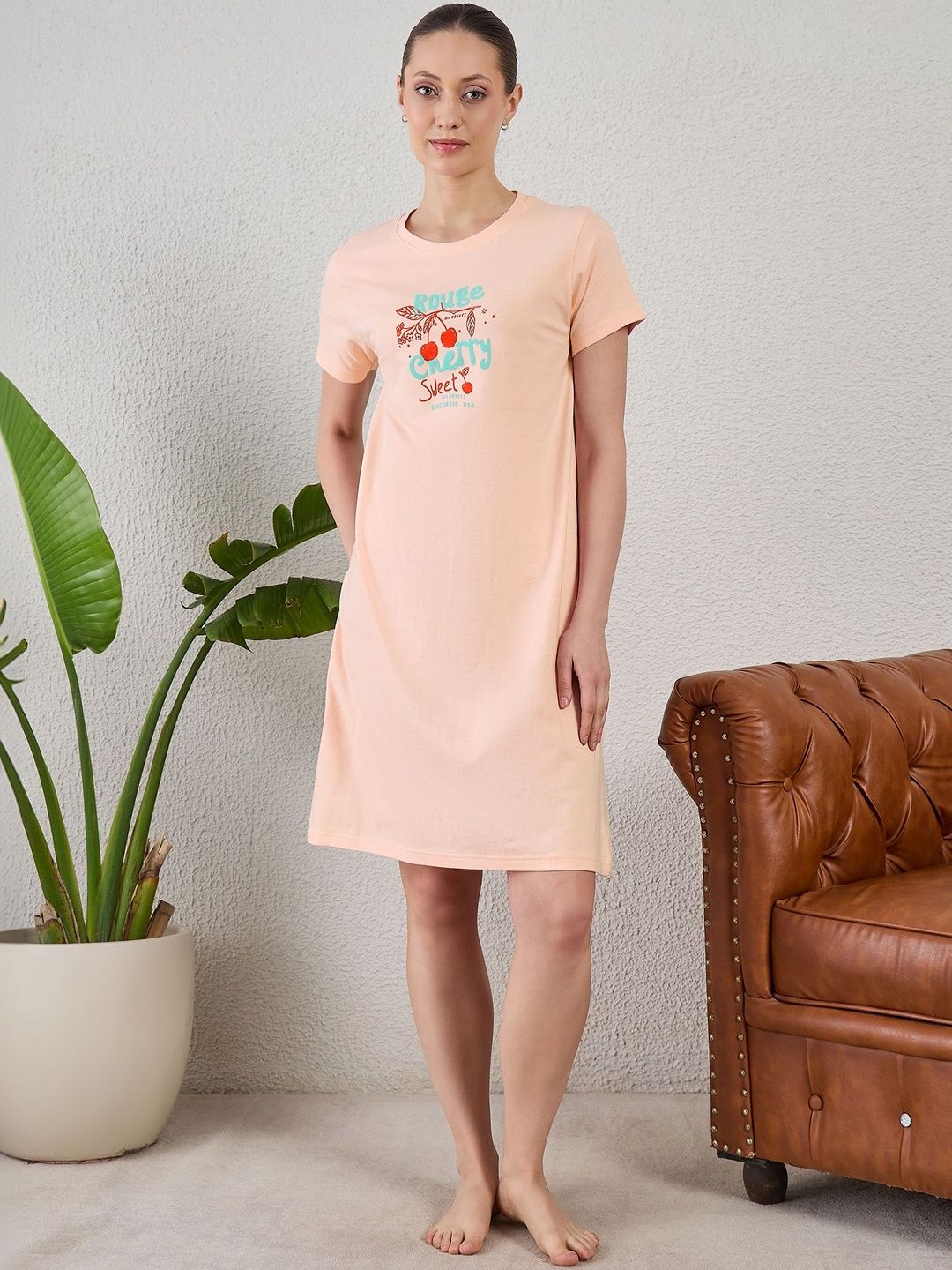 July Typography Short Sleeves Nightdress