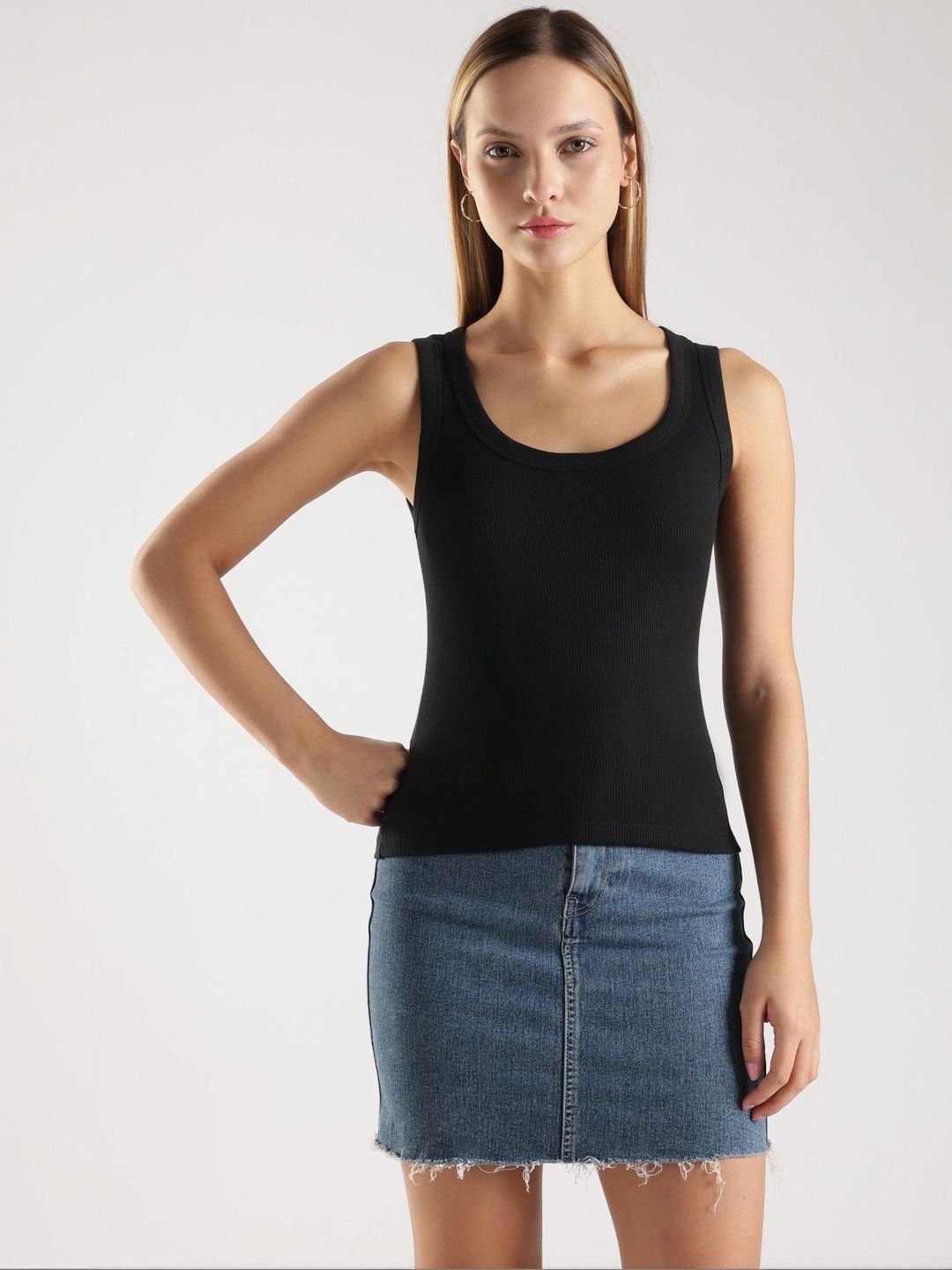TICKLED Pack Of 2 Solid Cotton Tank Top