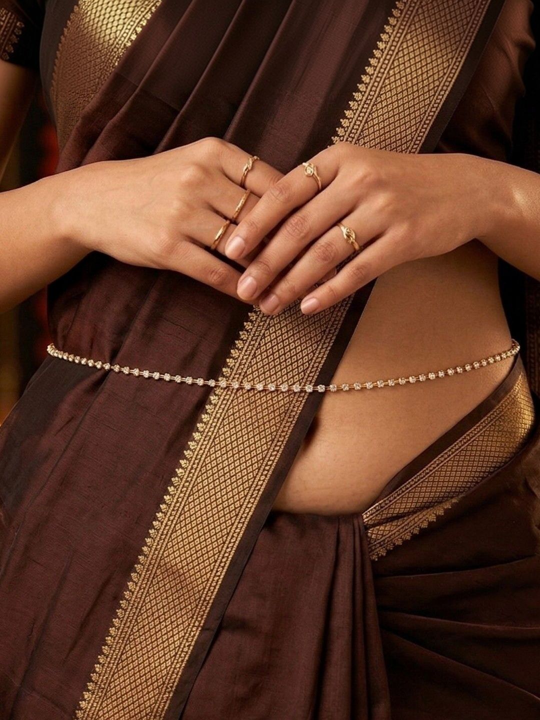 SZN Artificial Stones Studded Waist Chain Saree Accessories