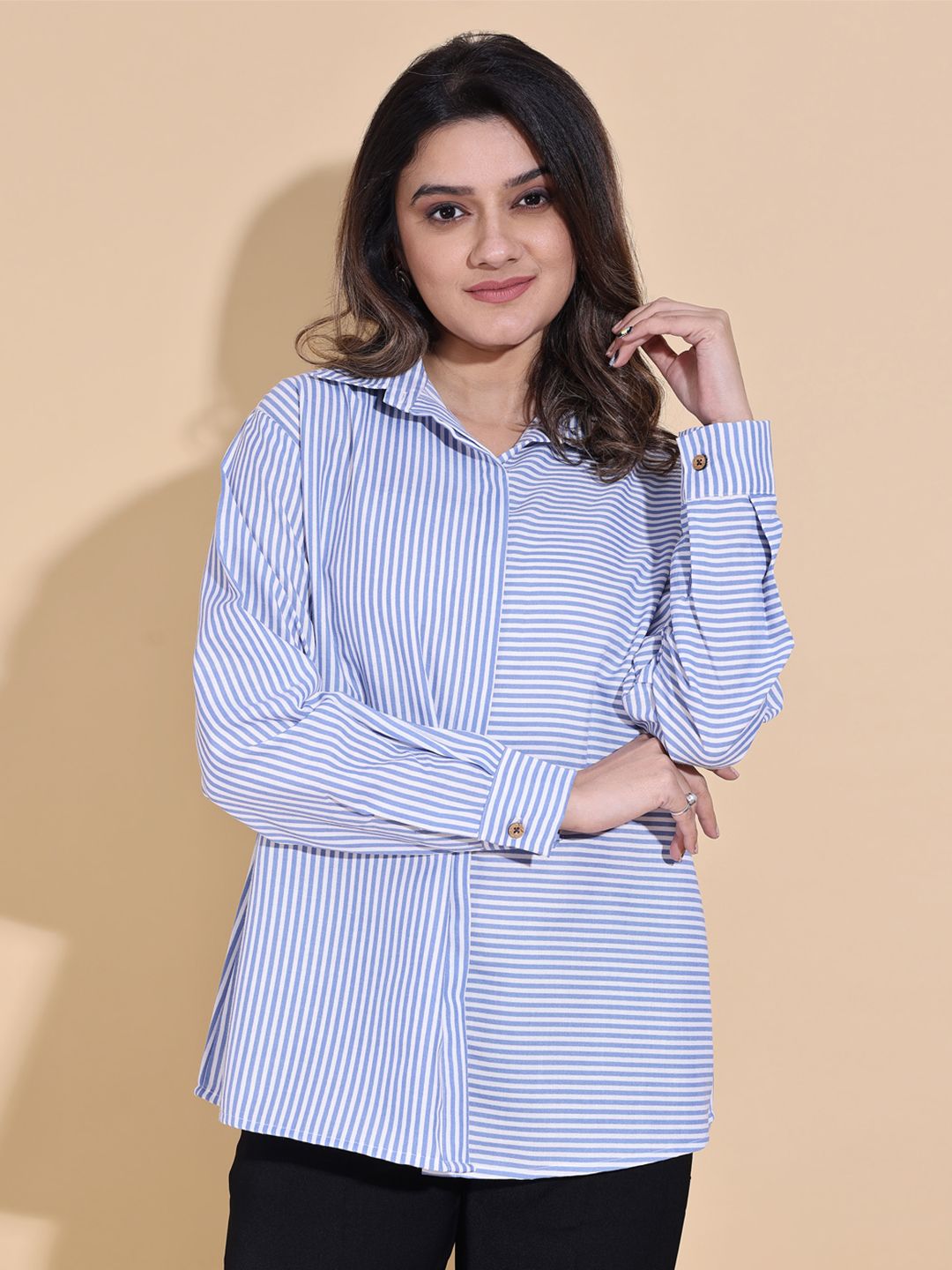 all about you Women Standard Horizontal Stripes Printed Casual Shirt