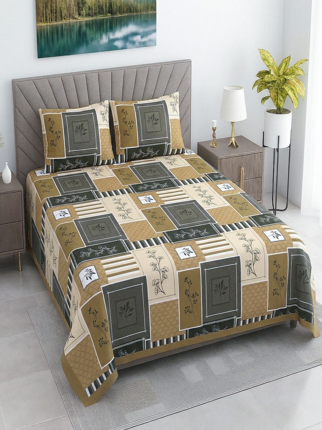 Threadwear Multicoloured Floral 400 TC Bedsheet with 2 Pillow Covers