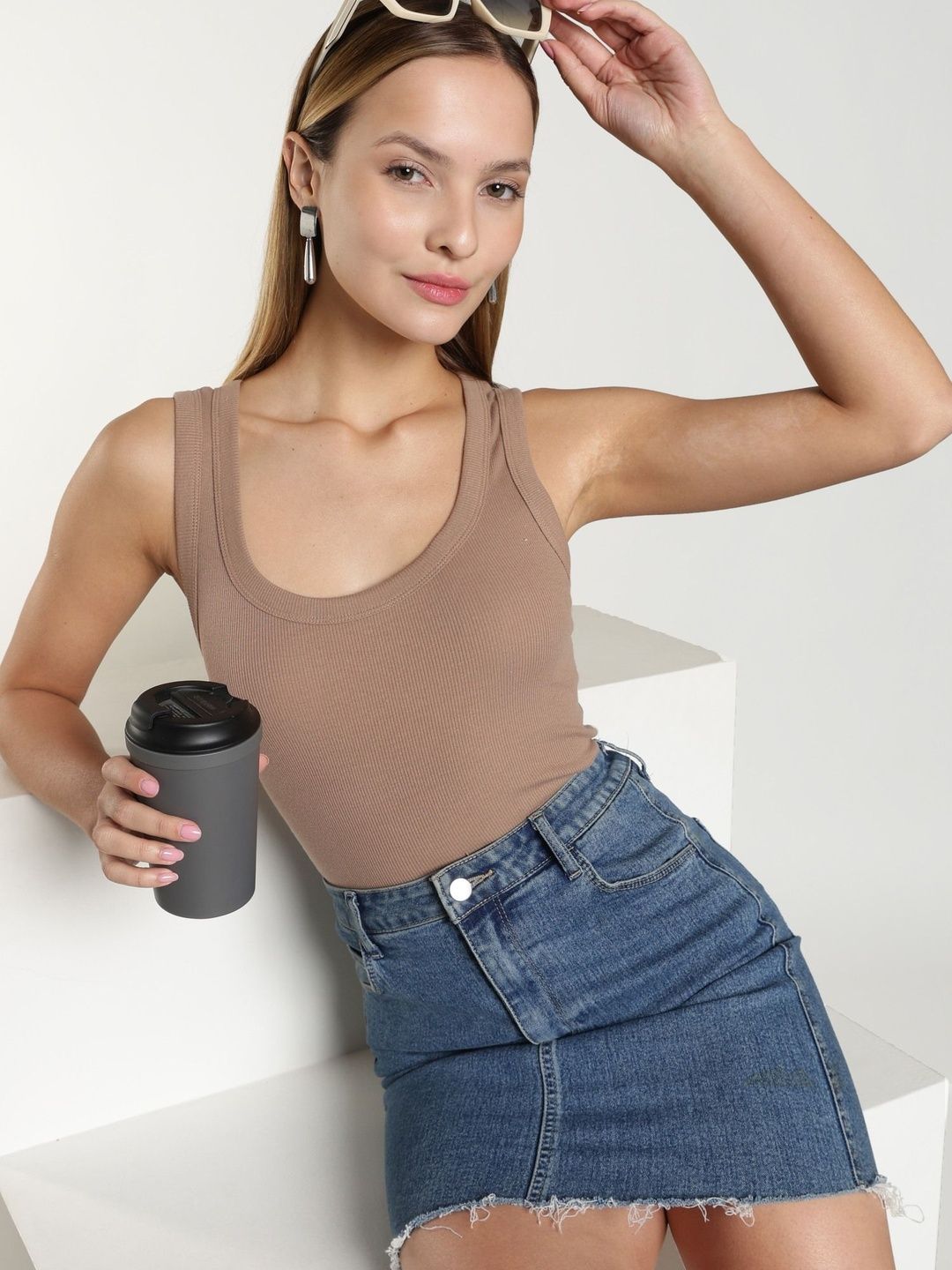 TICKLED Pack Of 2 Solid Cotton Tank Top