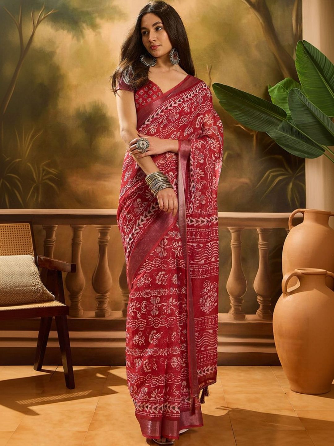 RITABEN HARESHBHAI BHALIYA Linen Blend Saree