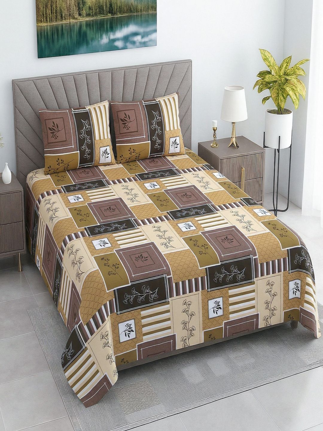 Threadwear Multicoloured Floral 400 TC Bedsheet with 2 Pillow Covers