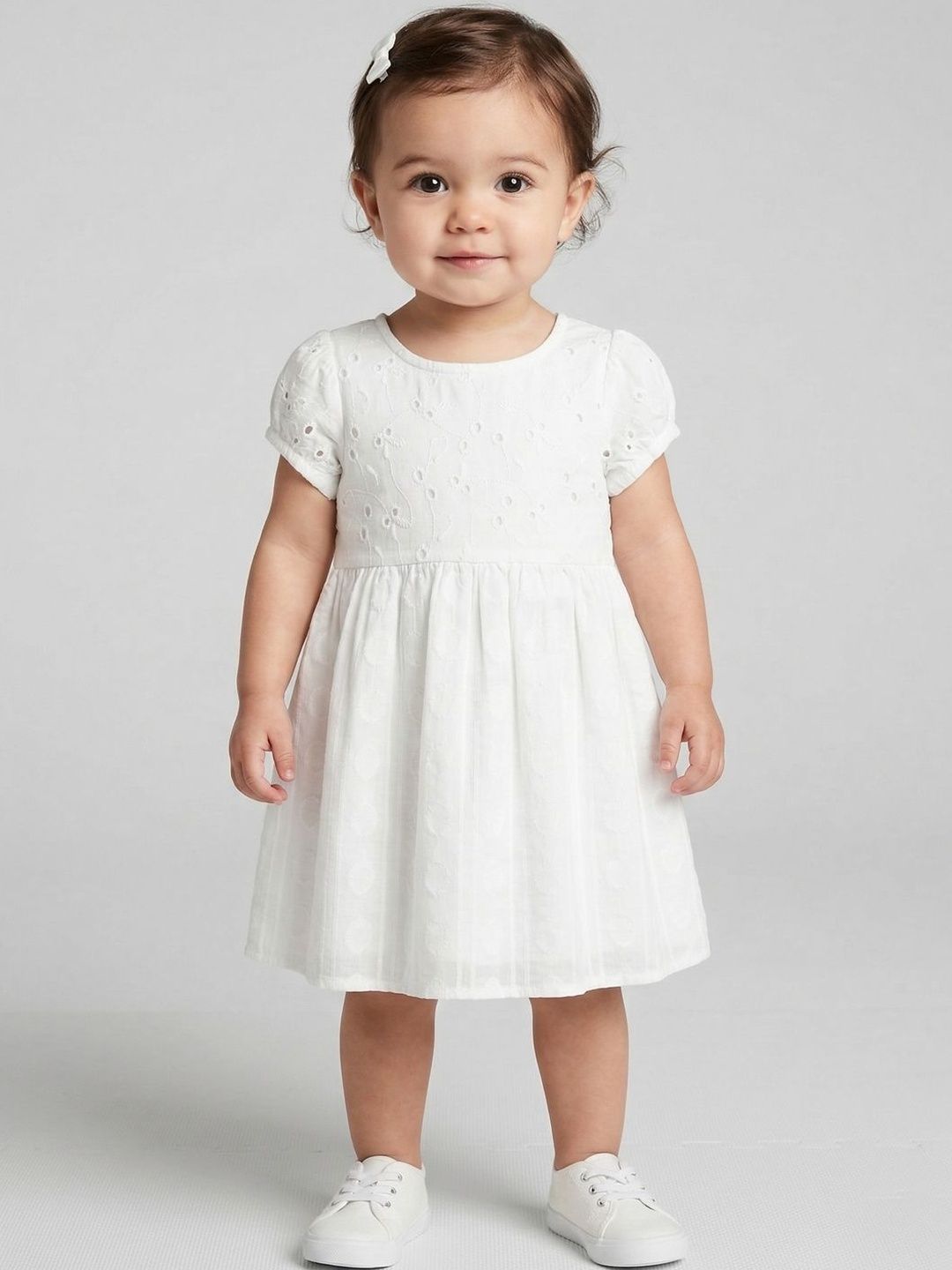 Embroidered Short Sleeves Fit & Flare Dress