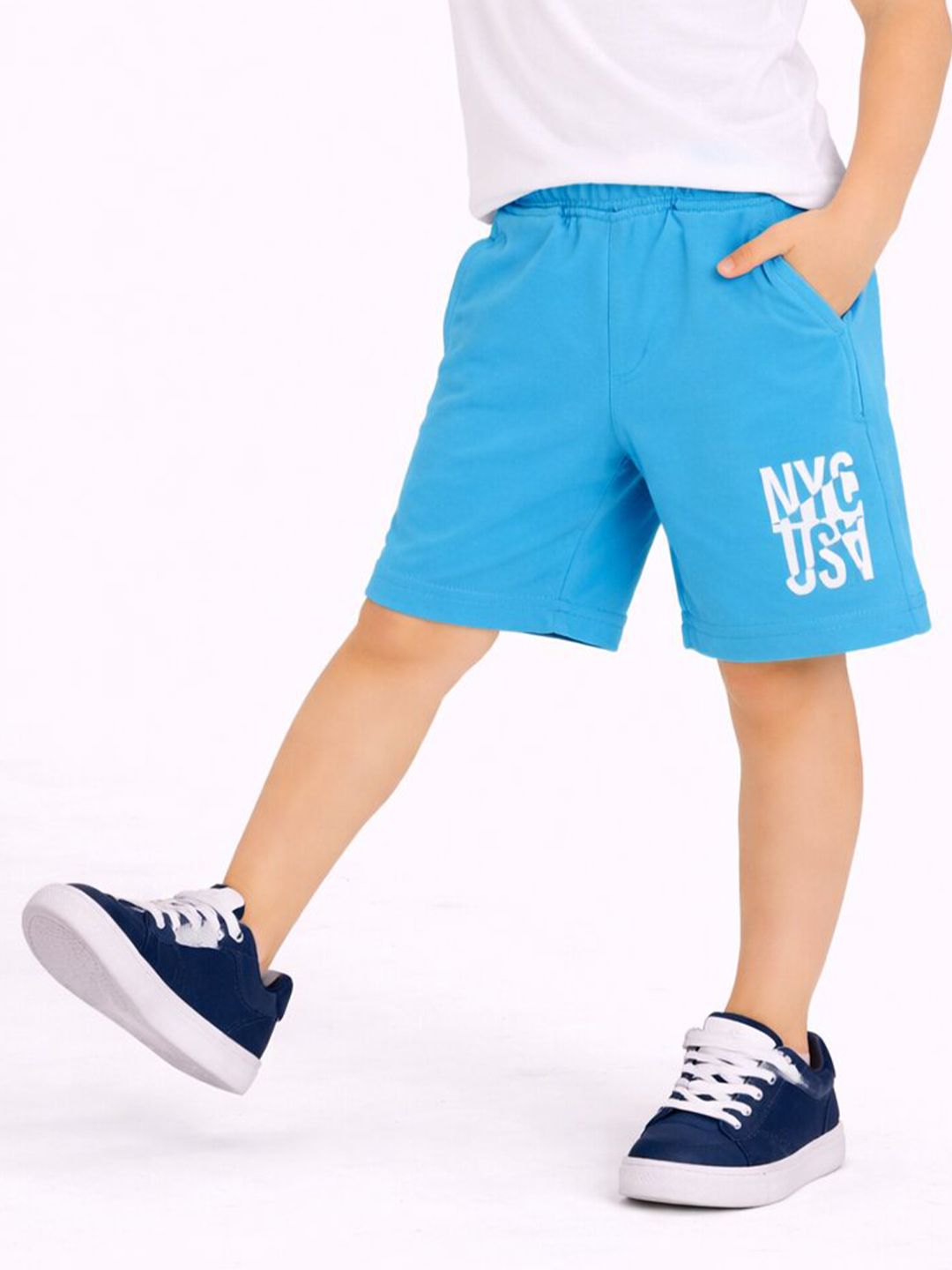 DYCA Boys Blue Typography Printed Shorts