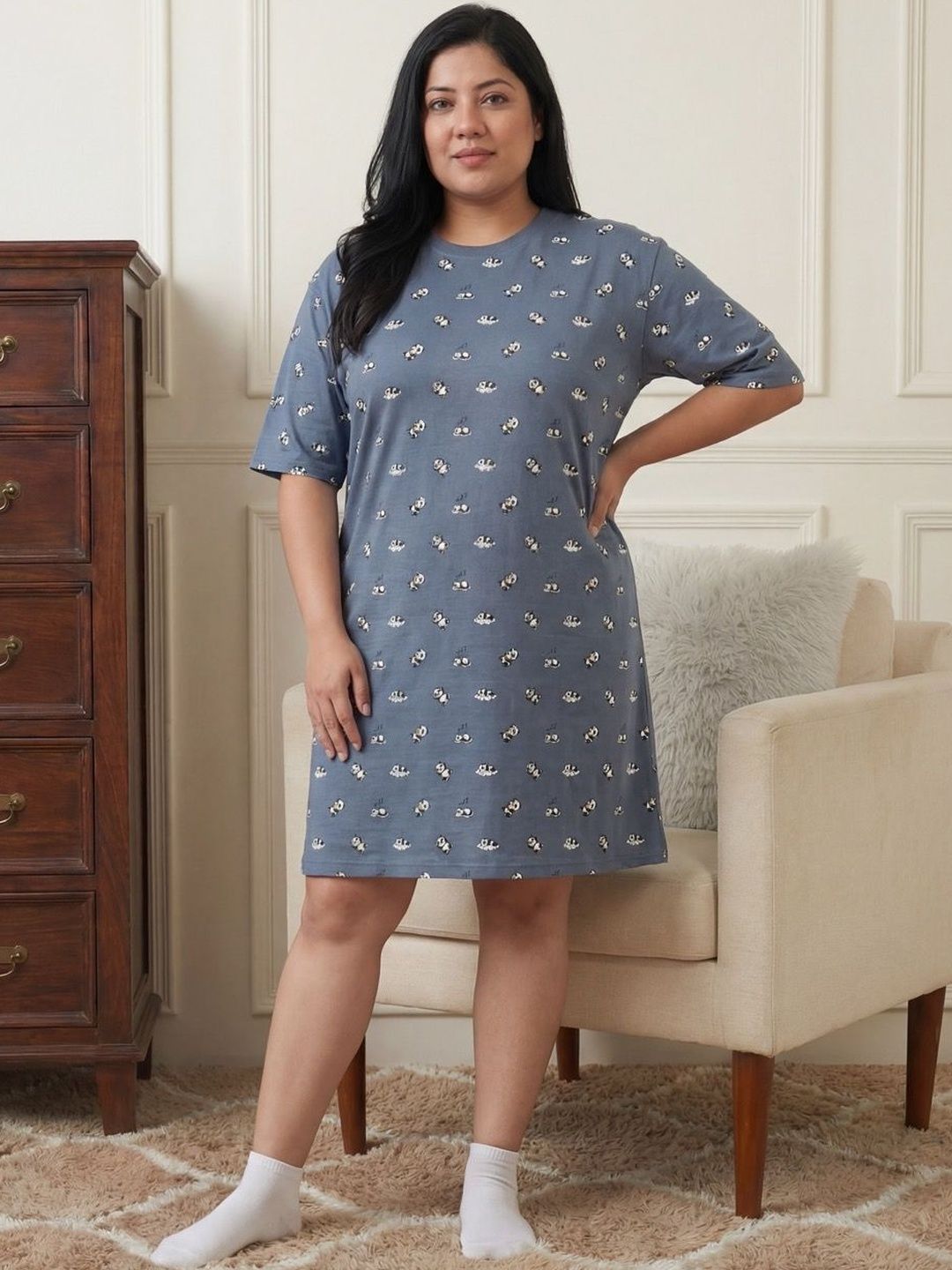 SWITCHOVER Round Neck Night Dresses