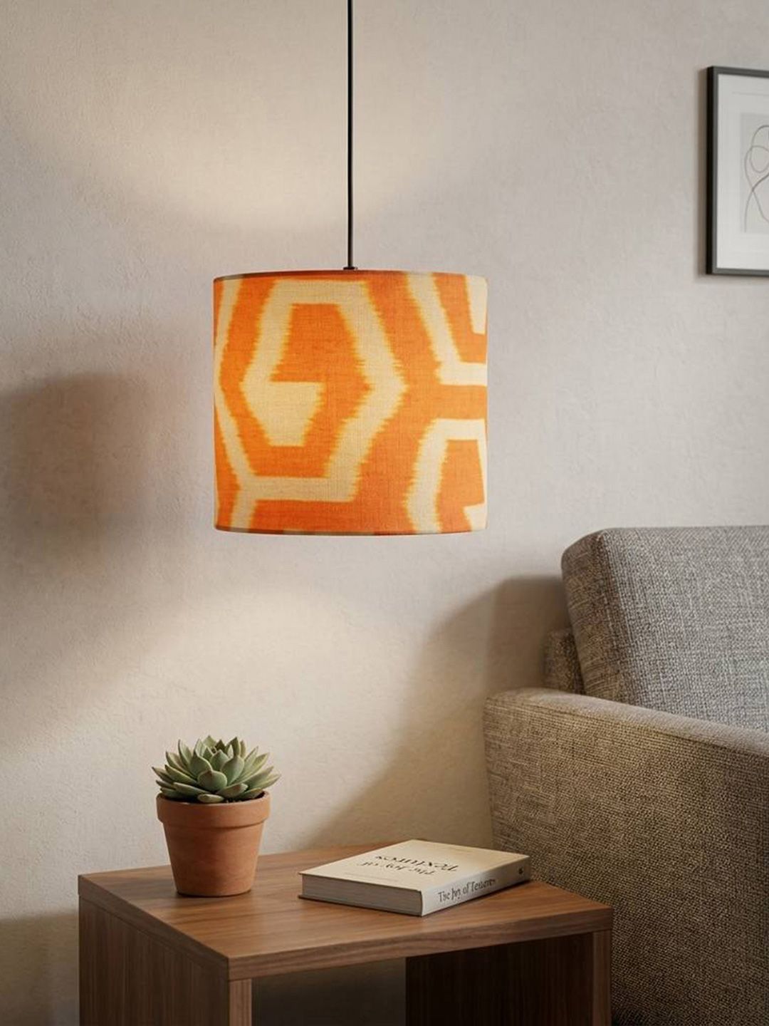 ExclusiveLane Amber Sunset Cotton Cloth Hanging Pendant Without Bulb Lamp