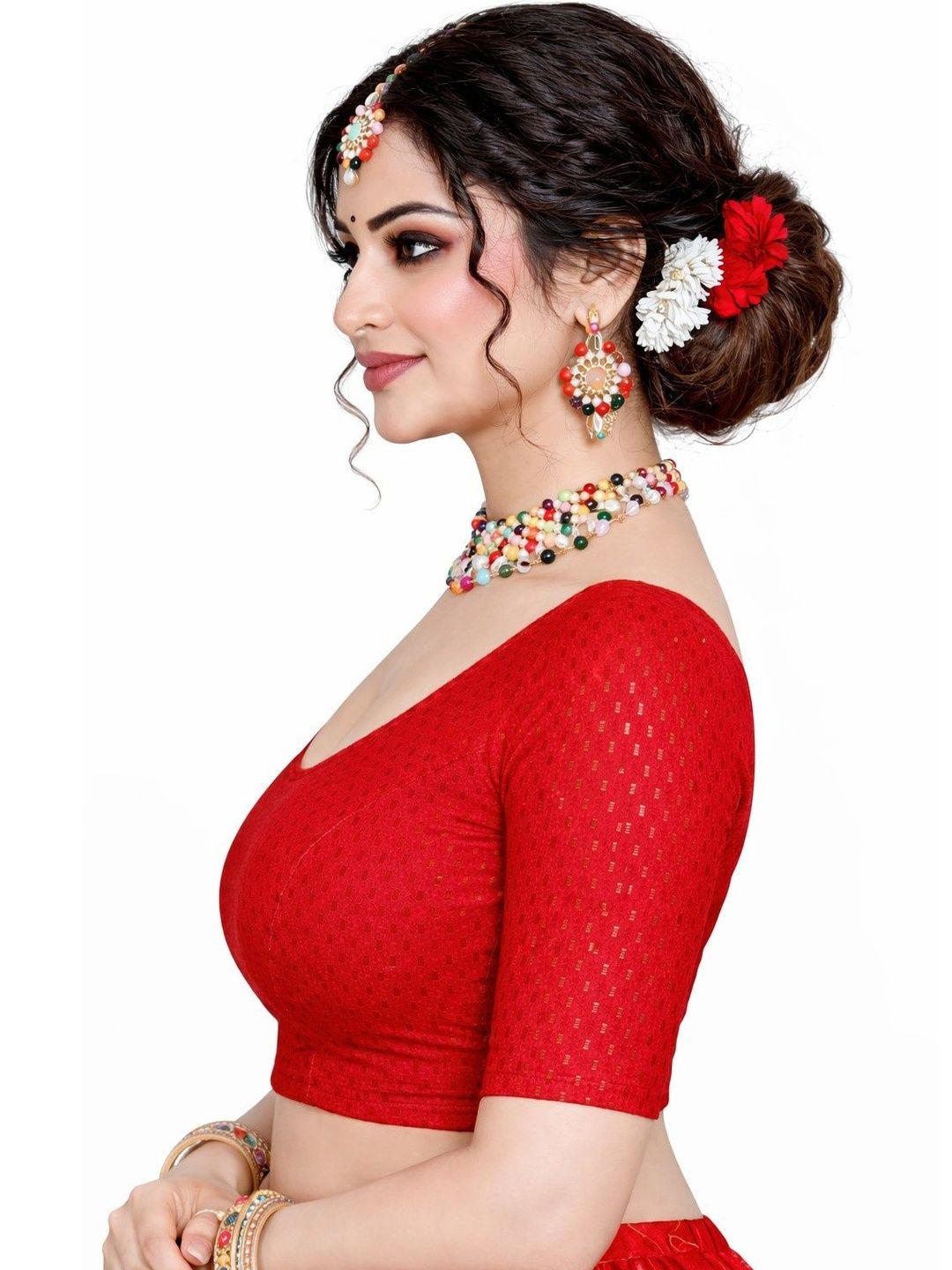 Pramukh Mart Woven Design Zari Saree Blouse