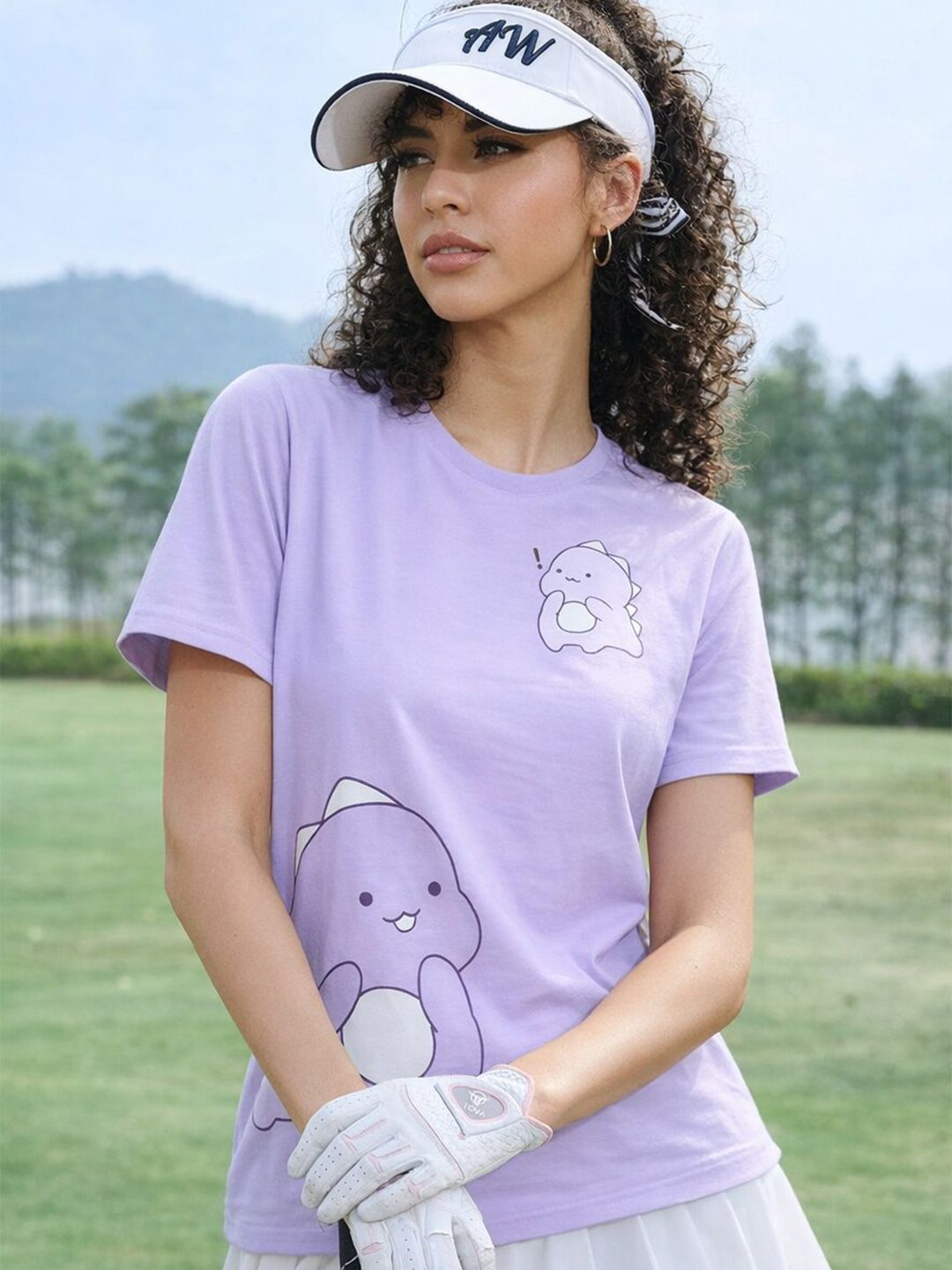 Lavender Graphic Round Neck T-shirt