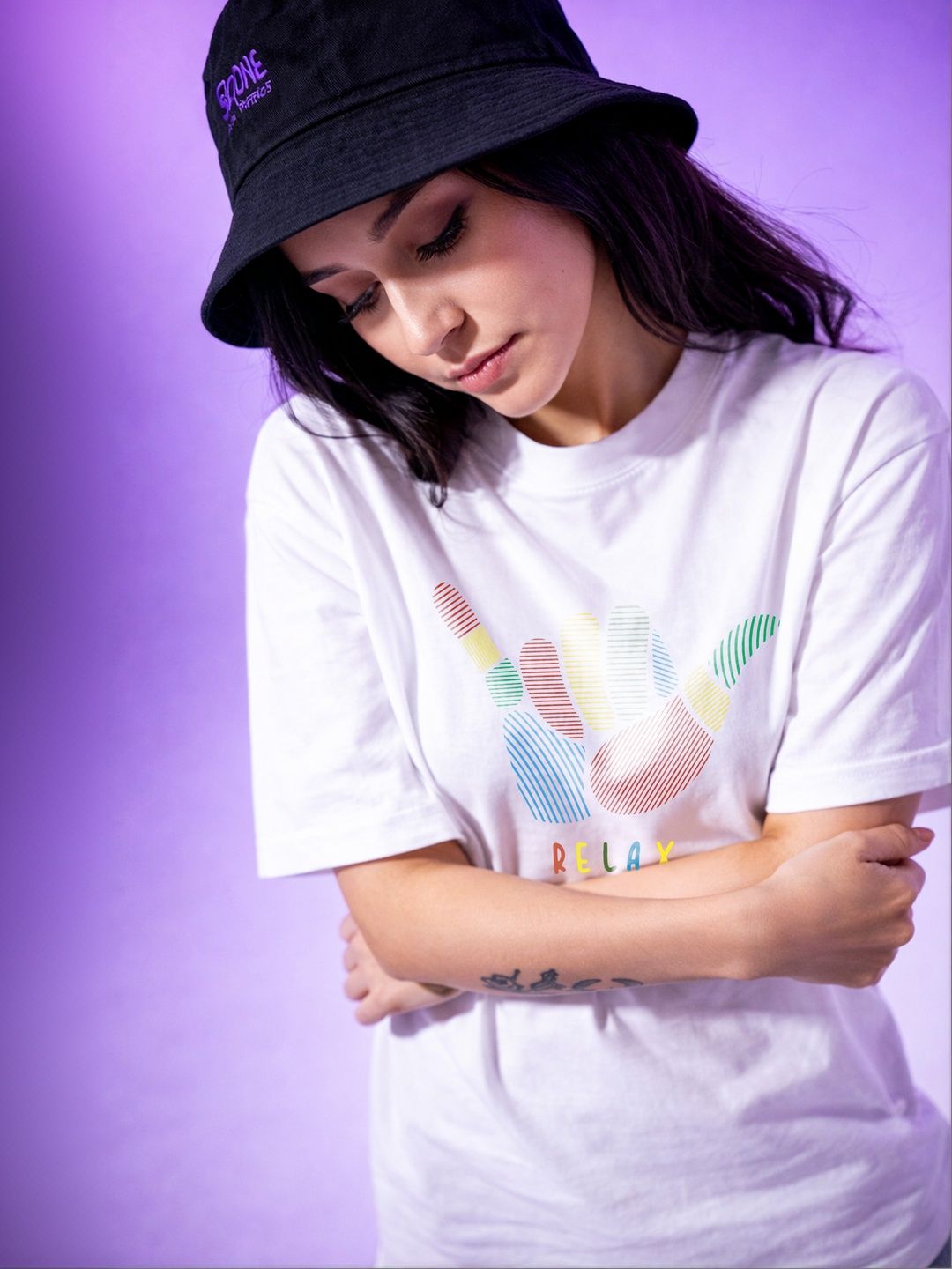 The Roadster Lifestyle Co Printed Organic Cotton Round Neck Oversized Tshirt