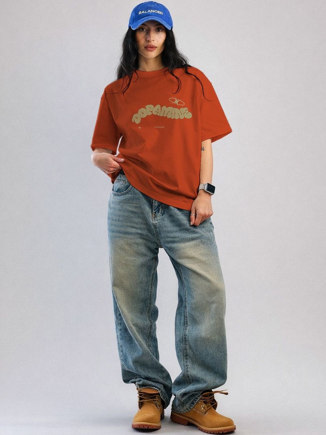 The Roadster Lifestyle Co Printed Organic Cotton Round Neck Oversized Tshirt