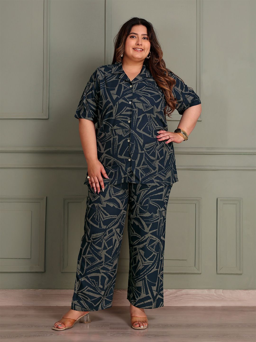 TITTLI Women Digital Rayon Printed Shirt and Pyjama Nightsuit