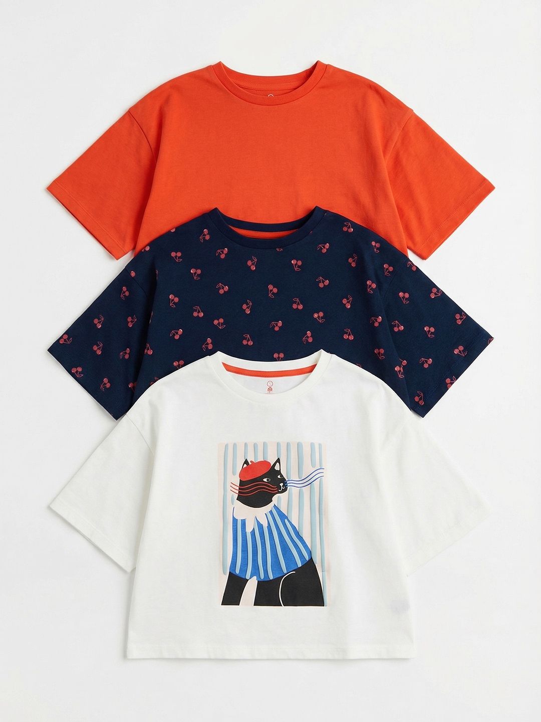 mothercare Girls 3 Printed Applique T-shirt